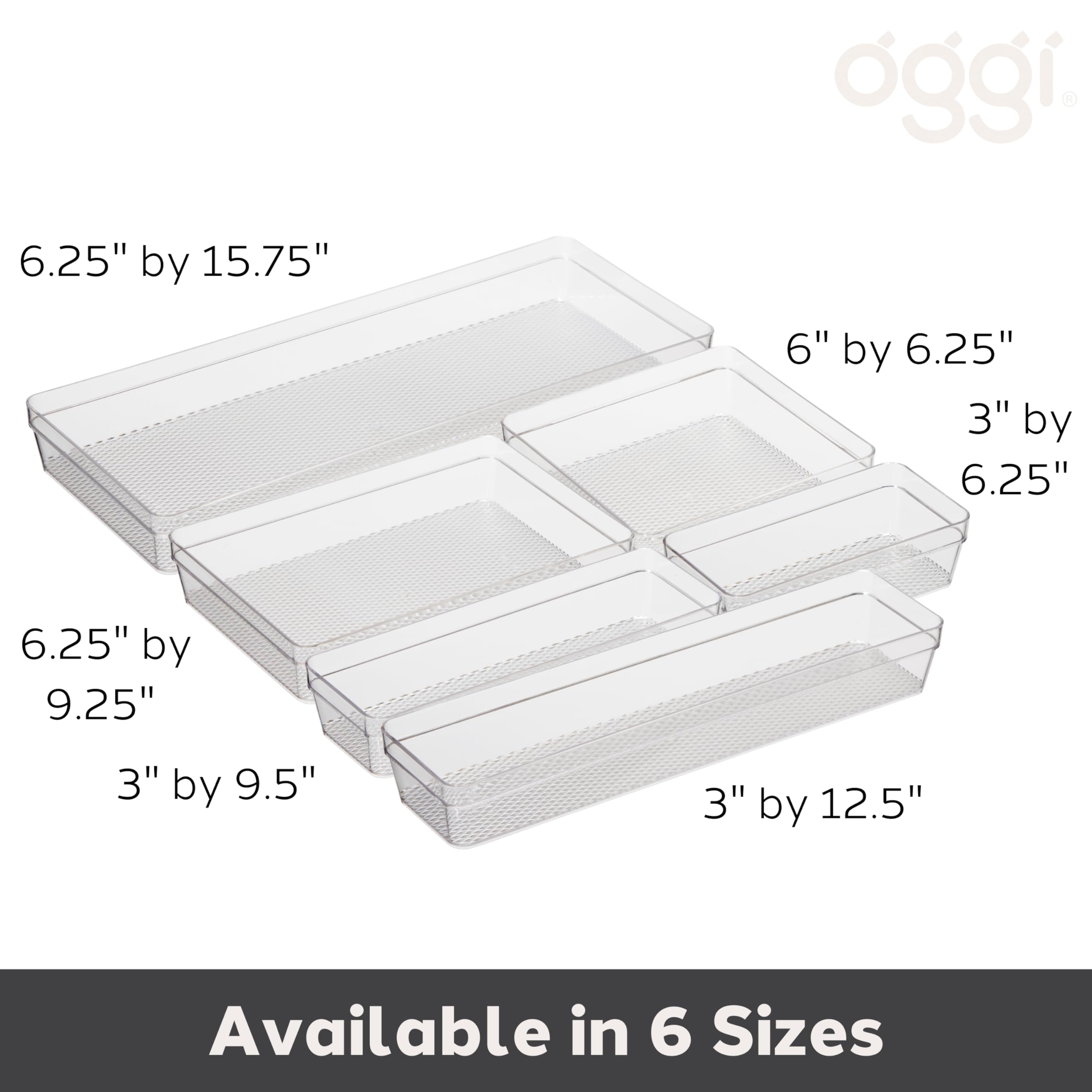 Oggi Clear Drawer Organizer - 6.25'' X 15.75'' - Ideal For Organizing Kitchen Drawers, Office, Desk, Silverware, Kitchen Utensil