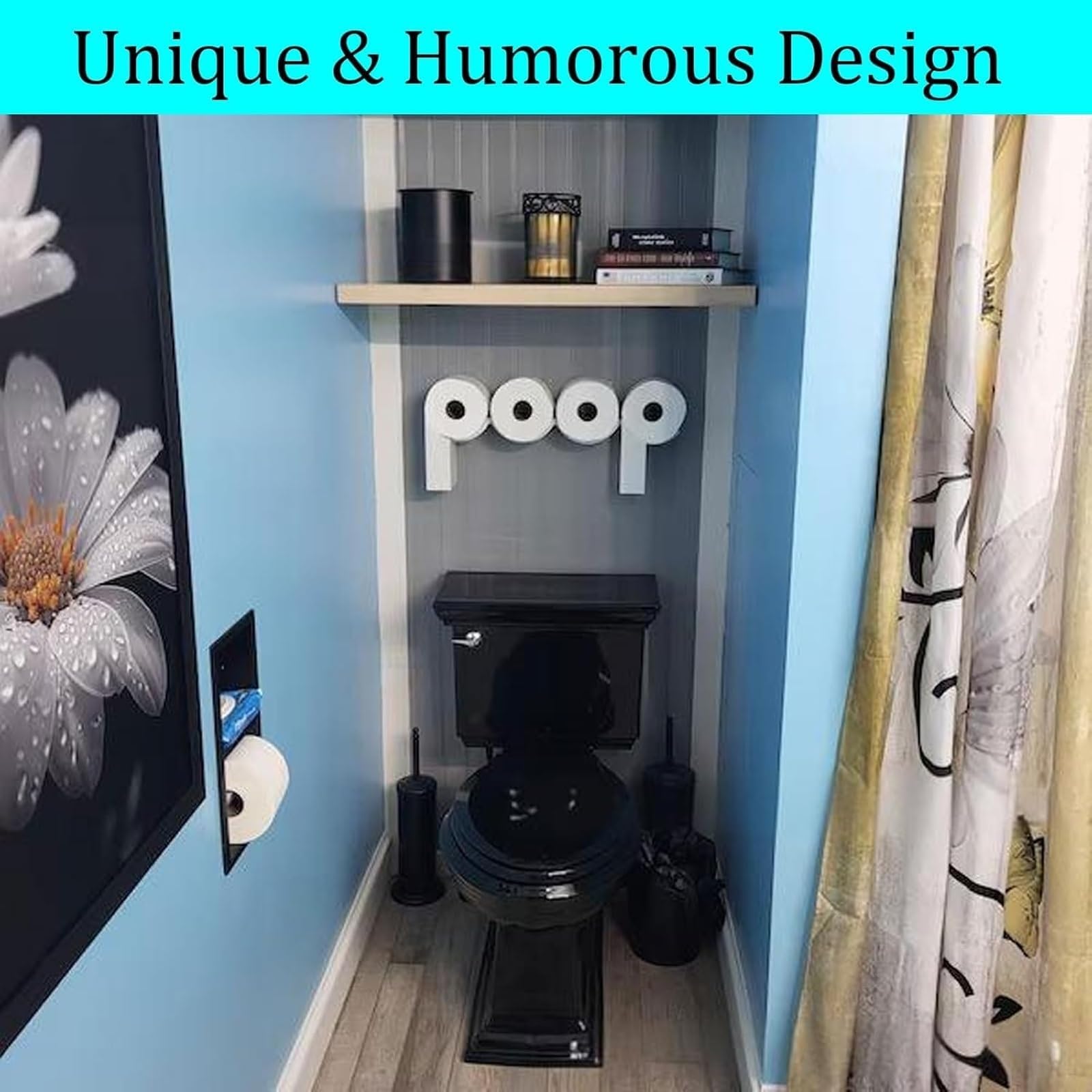heureary Poop Toilet Paper Holder Shelf - Unique 3D Printed Bathroom Decor, Functional Wall Art, Model MKVSMVEEC-1PC