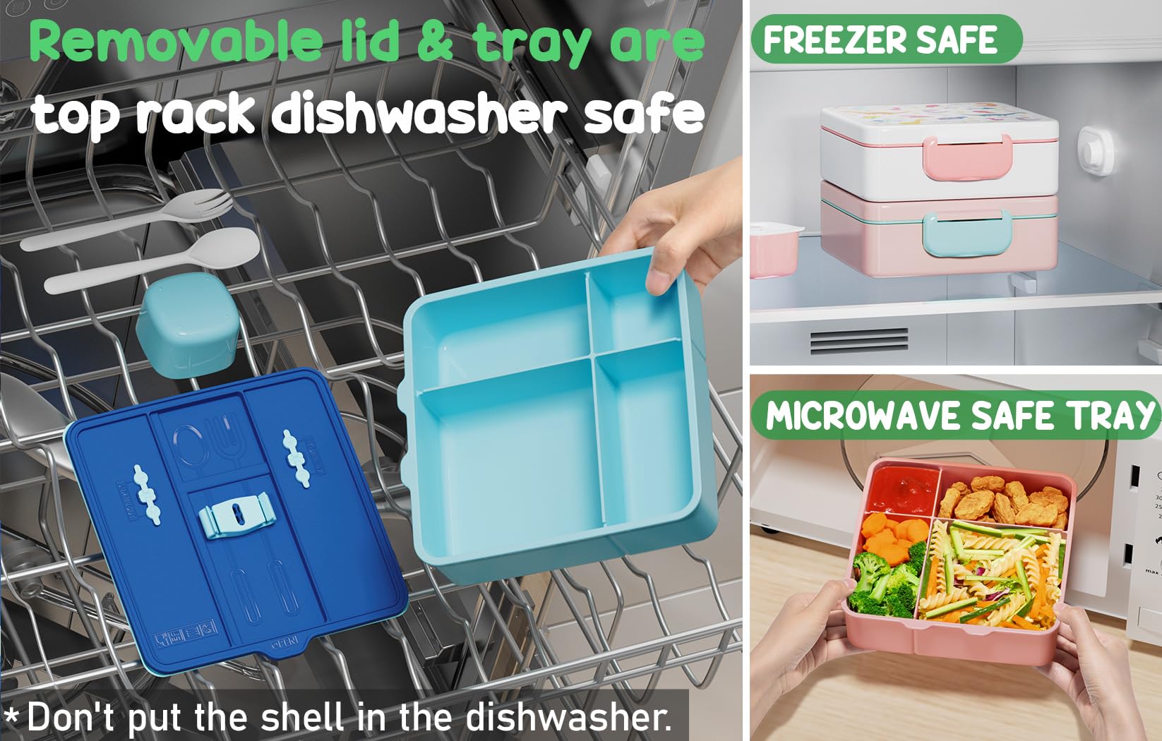 Fimibuke Bento Lunch Box For Kids - Leak Proof Toddler Bento Box With 4 Compartments Bpa Free Dishwasher Safe Lunch Container Wi