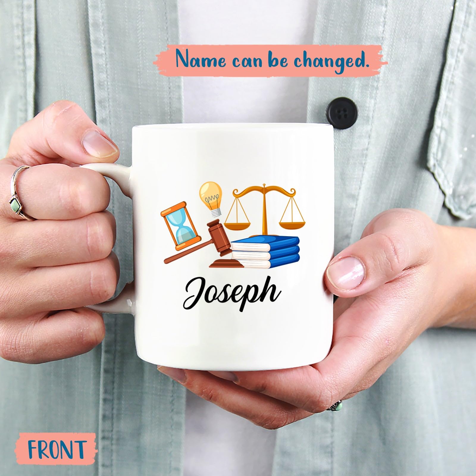 BixDori Customized Lawyer Name Mug, I'm A Lawyer Mug, Solicitor Coffee Cups, Personalized Attorney Ceramic Mug Gifts, Scales Of