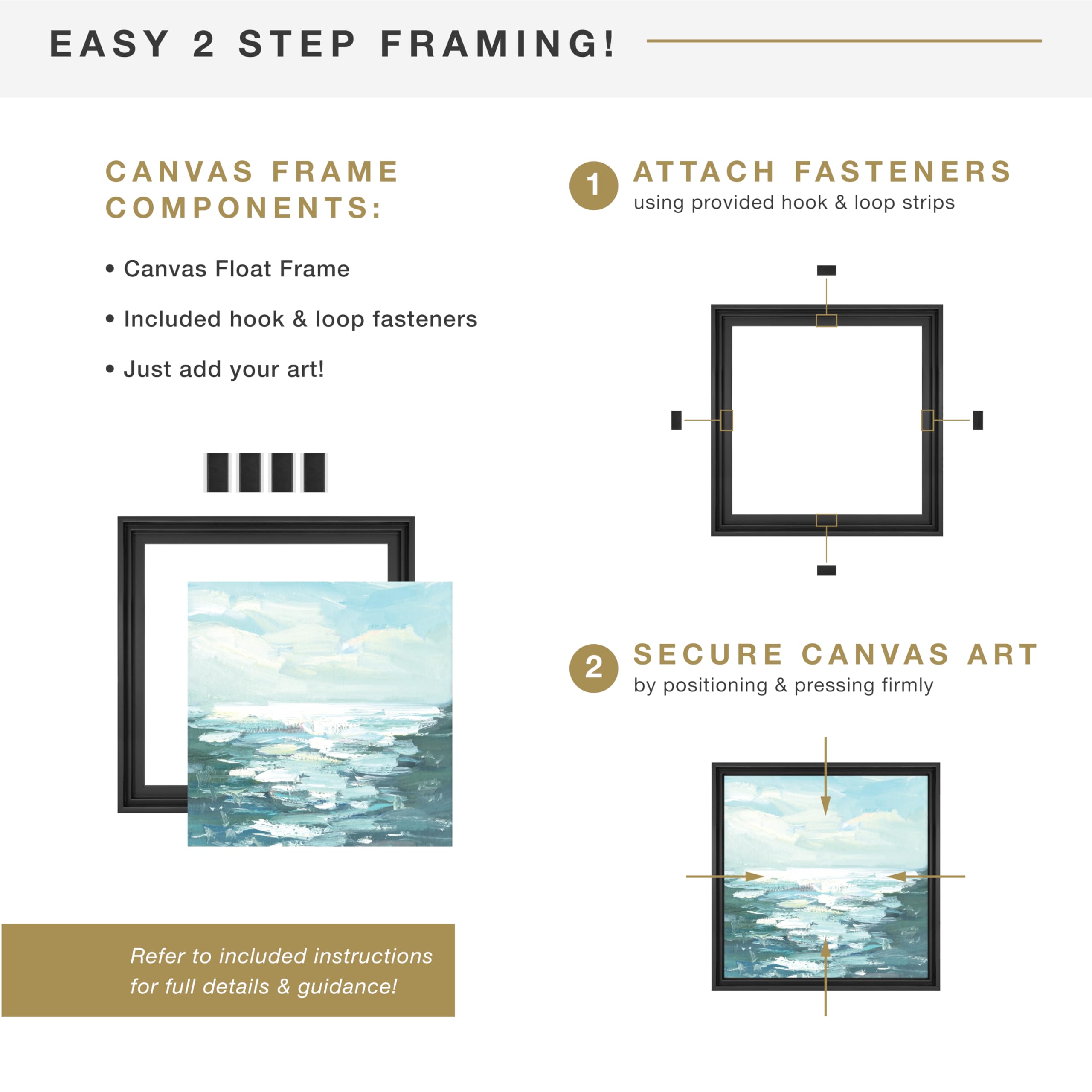 Mcs Canvas Float Frames 18X24 Frame, Black Frame For Finished Canvases, Vertical & Horizontal Wall Hanging Large Frame With Adhe