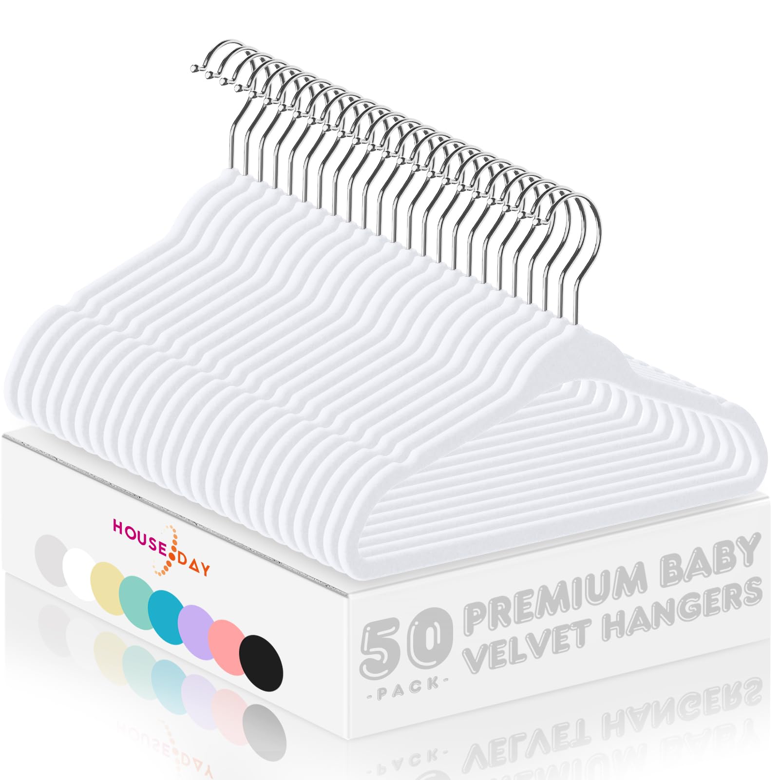 House Day Velvet Baby Hangers 50 Pack, Premium Children'S Hangers For Baby, Infant & Toddler Clothes, Durable Non Slip Baby Felt