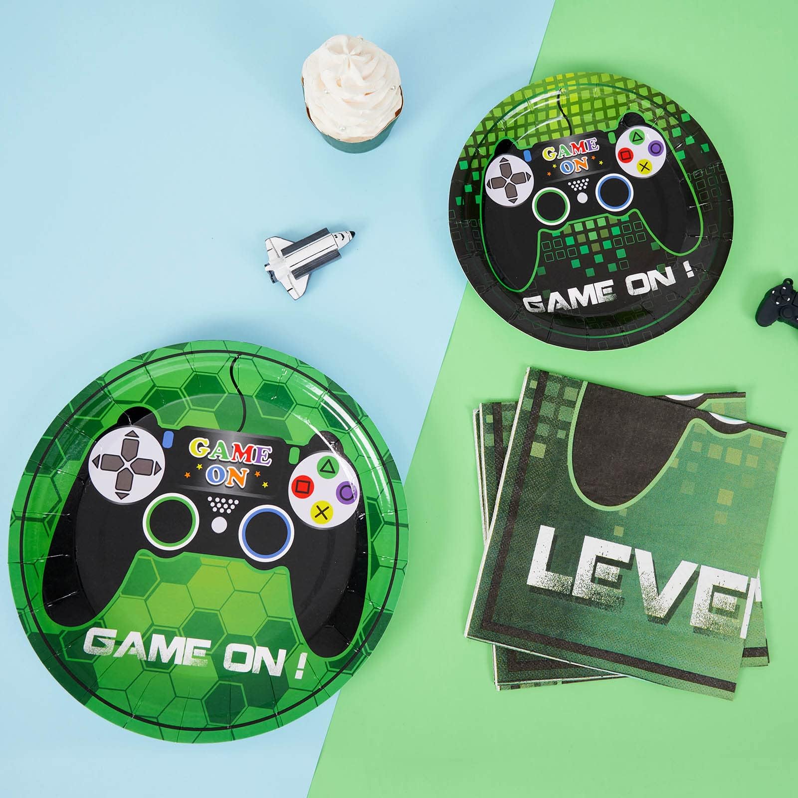 Wernnsai Game Party Supplies Kit - Video Game Themed Party Packs Game Lovers Dinner Dessert Plates Napkins Gaming Party Favor Fo