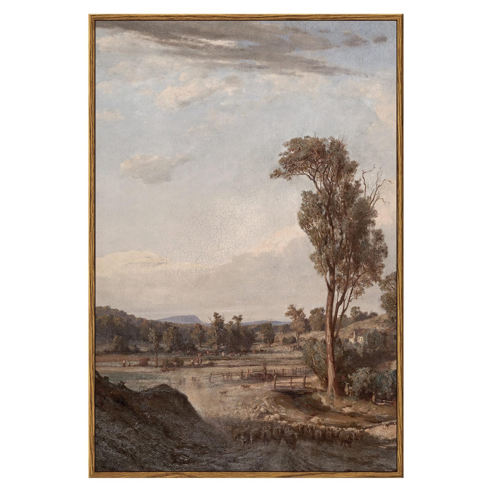 Insimsea Framed Wall Art For Living Room Classical Landscape Canvas Prints Room Decor Rustic Countryside Scenery Artworks Bathro