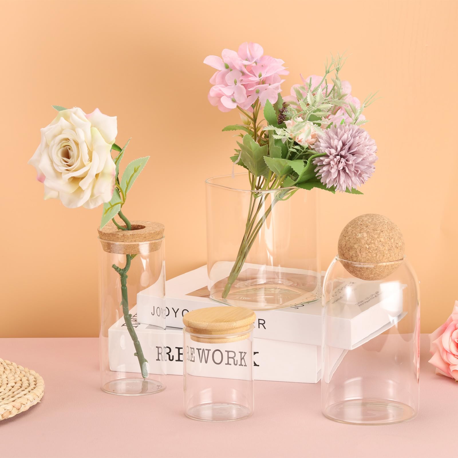 Patikil 19 Oz Glass Jar With Airtight Bamboo Lid, 2 Pack Glass Kitchen Container Clear Food Storage Jar For Nuts Sugar Coffee Be