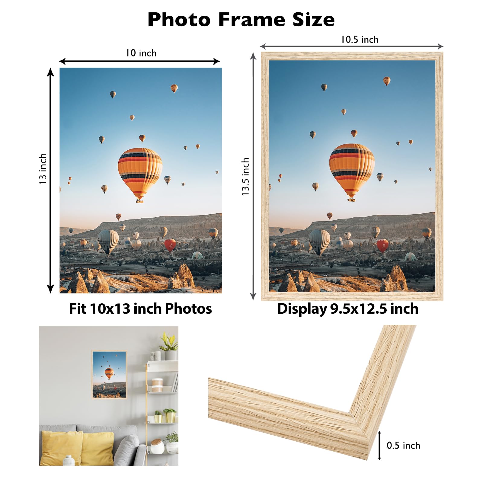 JCJMY 10x13 Picture Frame for Wall Hanging, Wall Mounting Horizontally or Vertically, 10 x 13 Wall Gallery Poster Photo Frame wi
