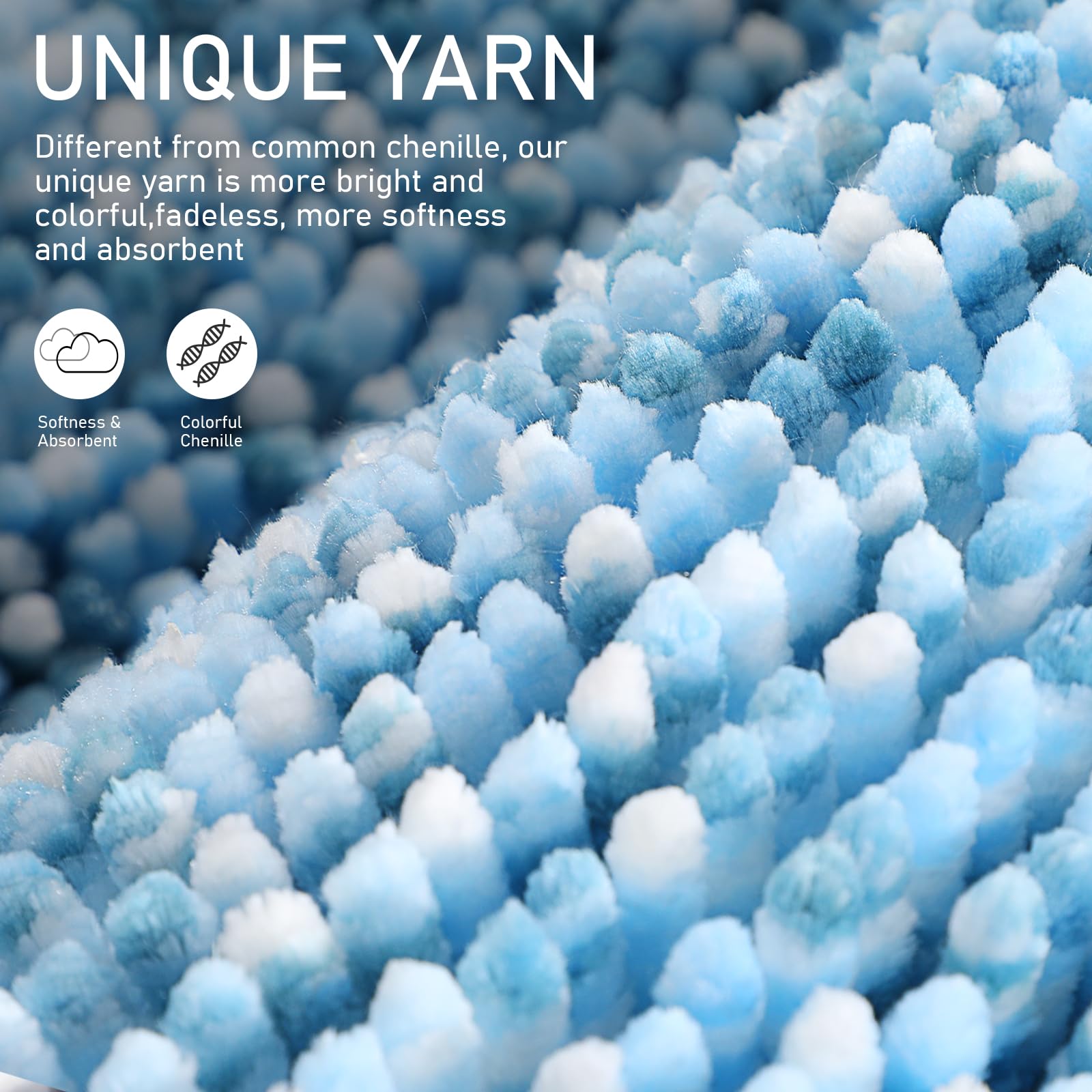 Yimobra Luxury Chenille U-Shaped Toilet Rug, Super Soft Shaggy Contour Bath Mat For Bathroom Floor, Fluffy, Water Absorbent, Non