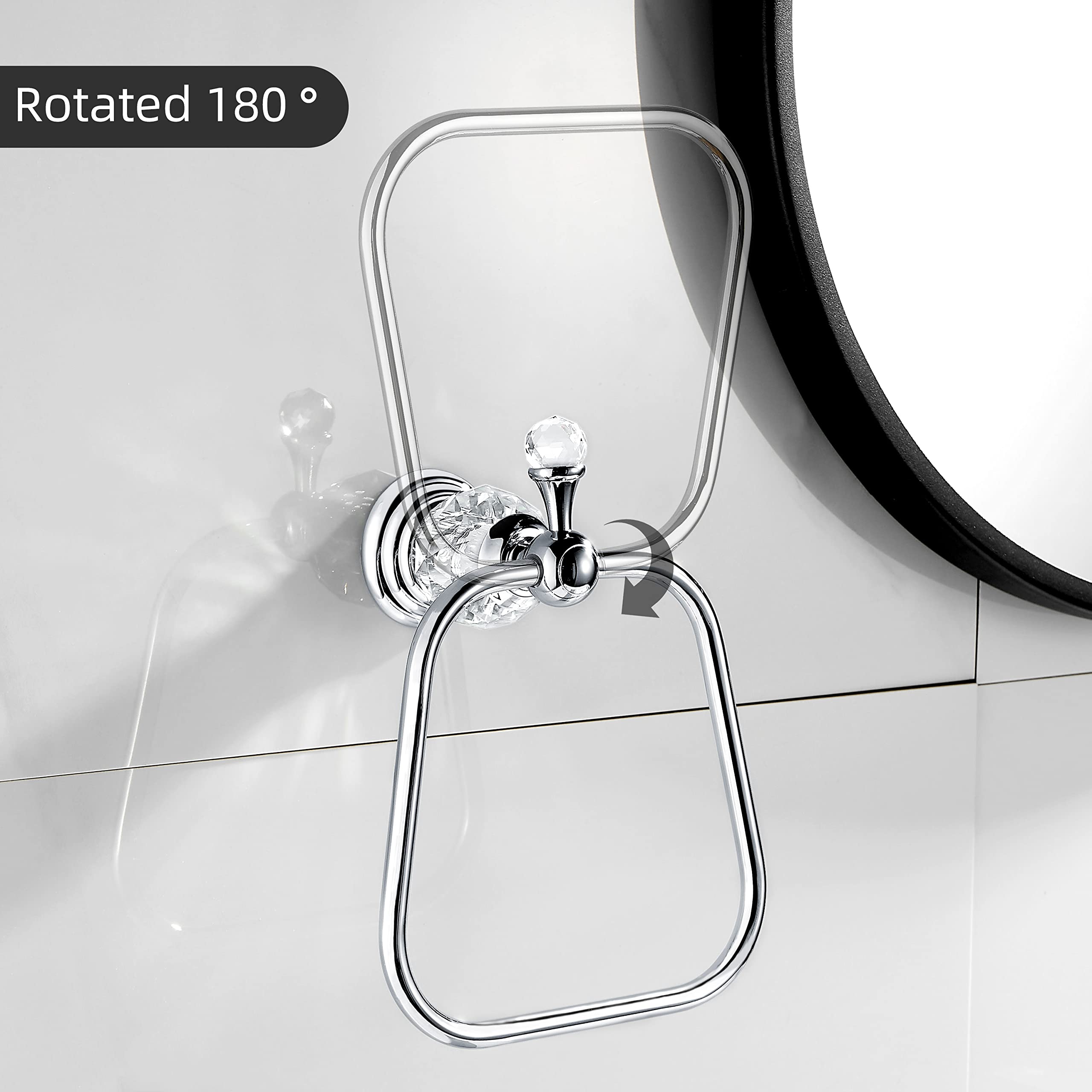WINCASE Crystal Towel Ring  Chrome Hand Towel Holder  Silver Towel Rack Hanger for Bathroom  Towel Holder Bling Wall Mounted Decorative