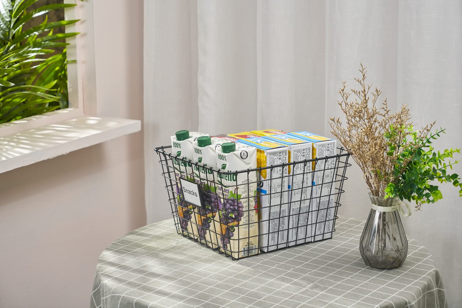 Junchu Cherry 4 Pack?Extra Large?Wire Handmade Storage Basket For Organizing Household Goods,Pantry Organization,Bathroom Counte