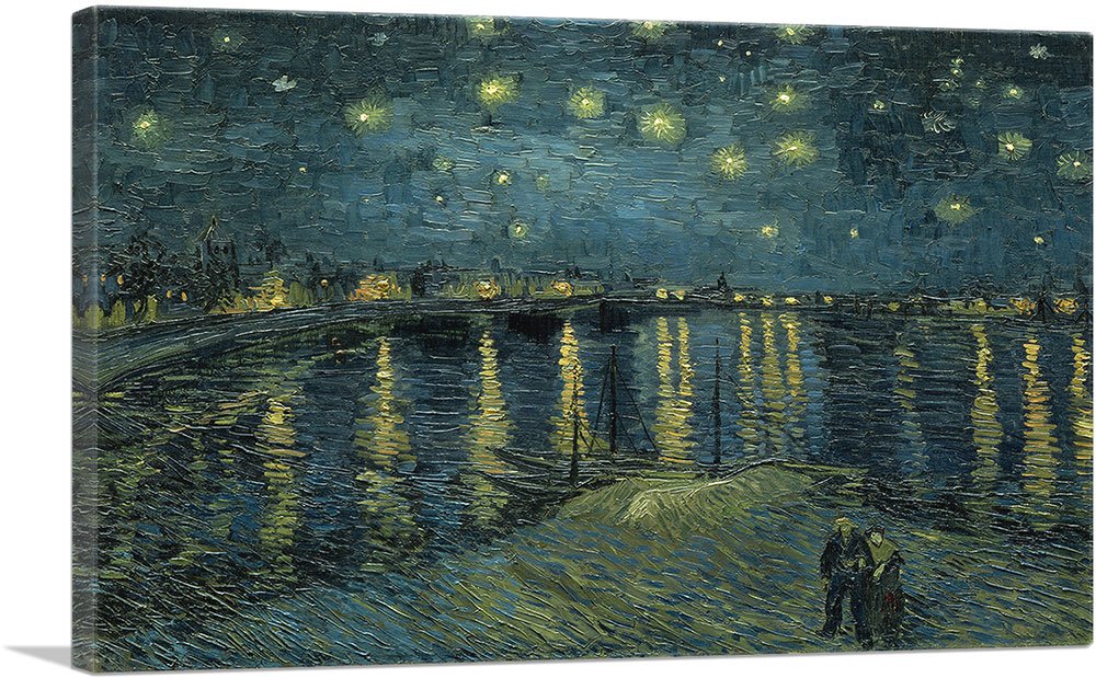 Artcanvas Starry Night Over The Rhone 1888 Canvas Art Print Stretched Framed Painting Picture Poster Giclee Wall Decor By Vincen