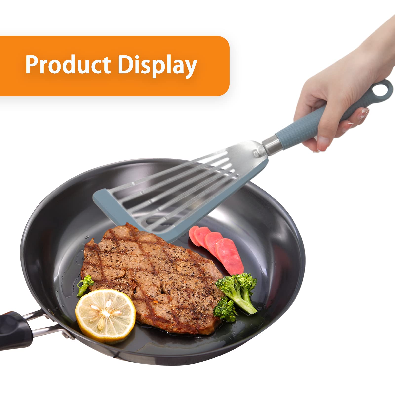 Ihuixinhe Fish Spatula,2Pcs Pan Scrapers And Silicone Brush Set For Cast Iron Skillets, Nonstick Cookware