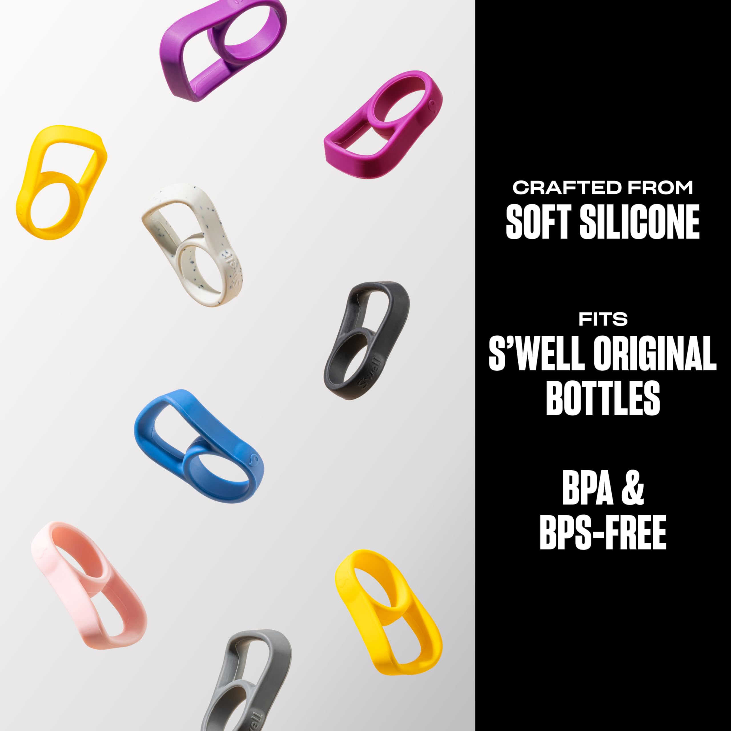 S'Well Bottle Handle, Fits 9Oz, 17Oz, And 25Oz Original Bottles, Onyx, Comfortable Carrying On The Go, Flexible Silicone Grip, B