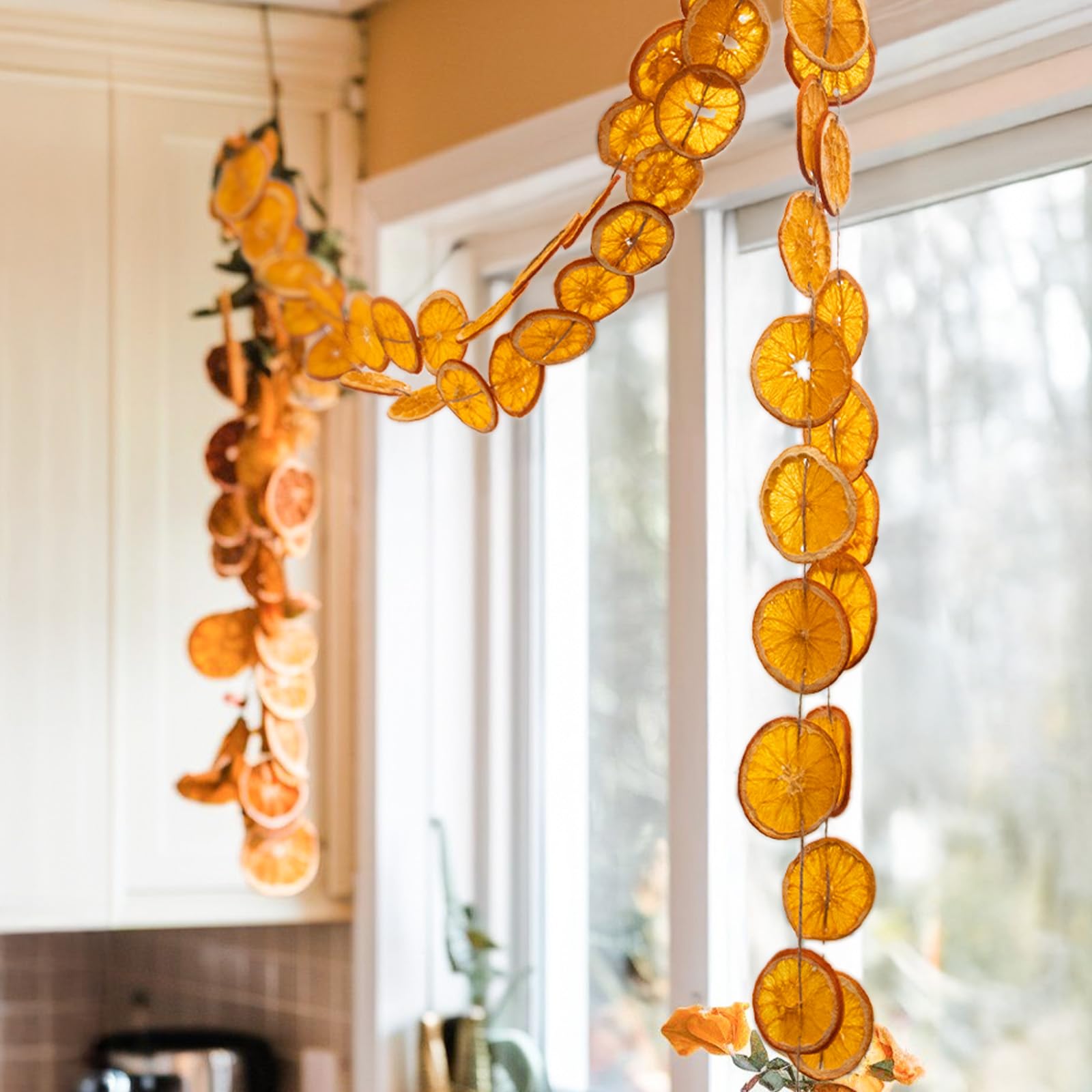 Christmas Decorations - Fall Decor - 10 Ft Dried Orange Slice Christmas Fall Garland - Farmhouse Xmas Thanksgiving Decor Indoor