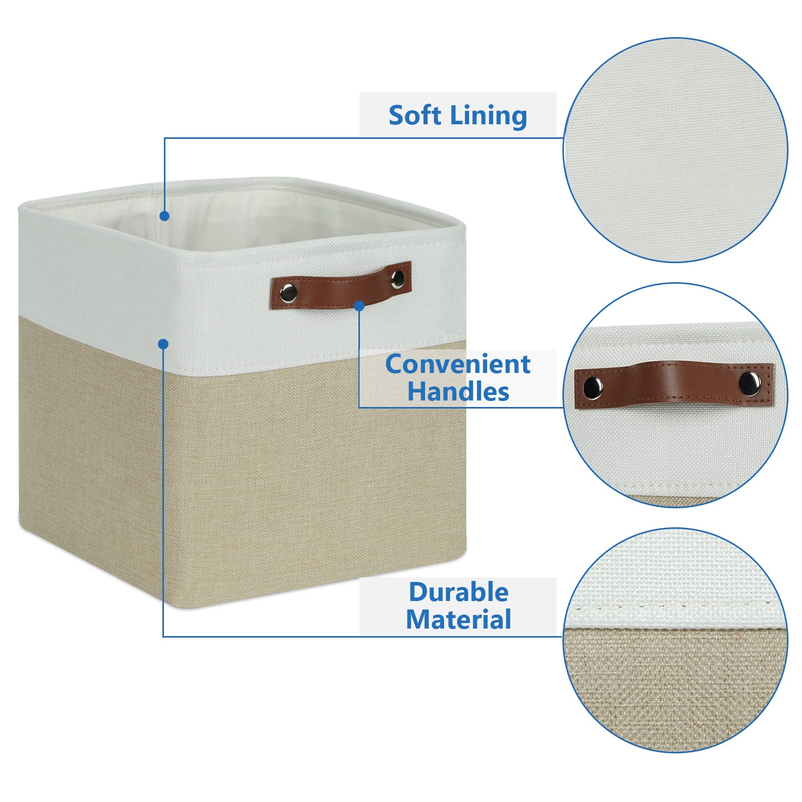 Temary 11 X 11 Cube Storage Bins Fabric Storage Baskets 4 Pack Storage Cubes Baskets With Handles For Organizing Clothes, Cube O