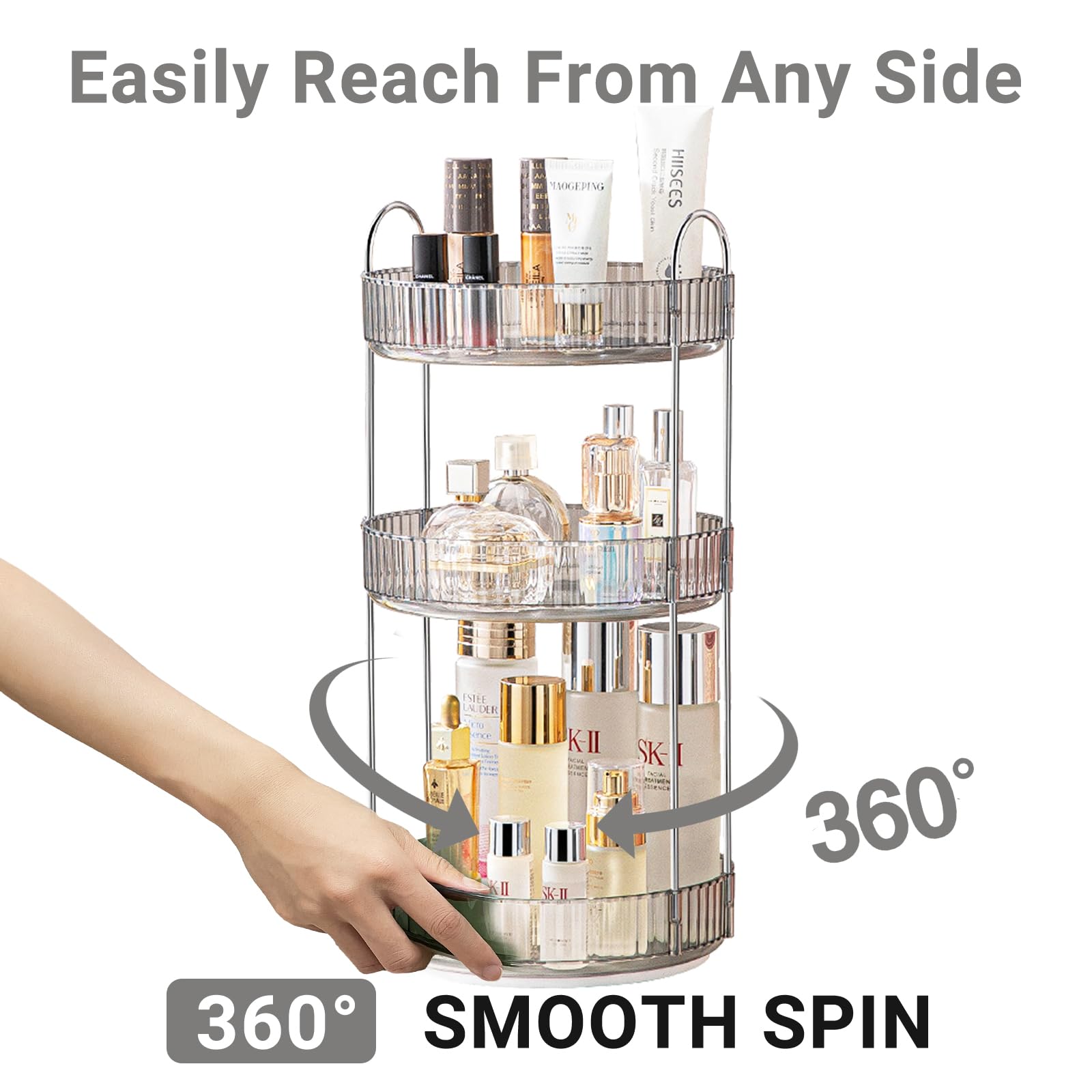 Asayuee 360 Rotating Makeup Organizer,3 Tier Large Capacity Make Up Organizers And Storage,Makeup Organizer For Bathroom,Cosmeti
