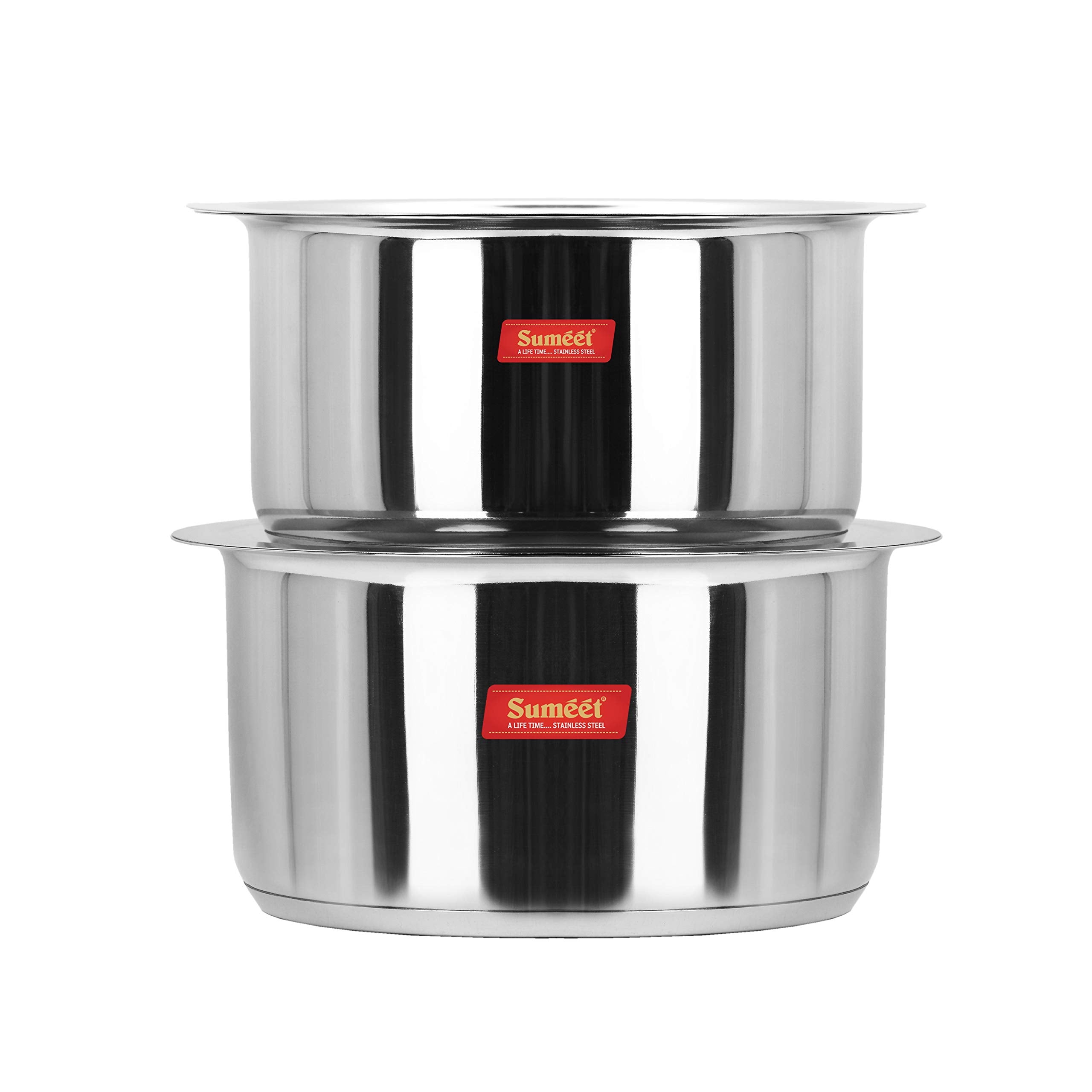 Sumeet Stainless Steel Tope Set, 4 L, 5 L, 2 Piece (Steel, Mirror Finish, 4 & 5 Liters)