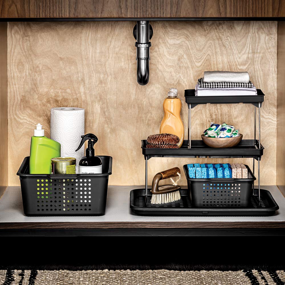 Madesmart Classic Small Storage Basket - Granite | Classic Collection | Soft-Grip Dots And Non-Slip Feet | Bpa-Free,Brown