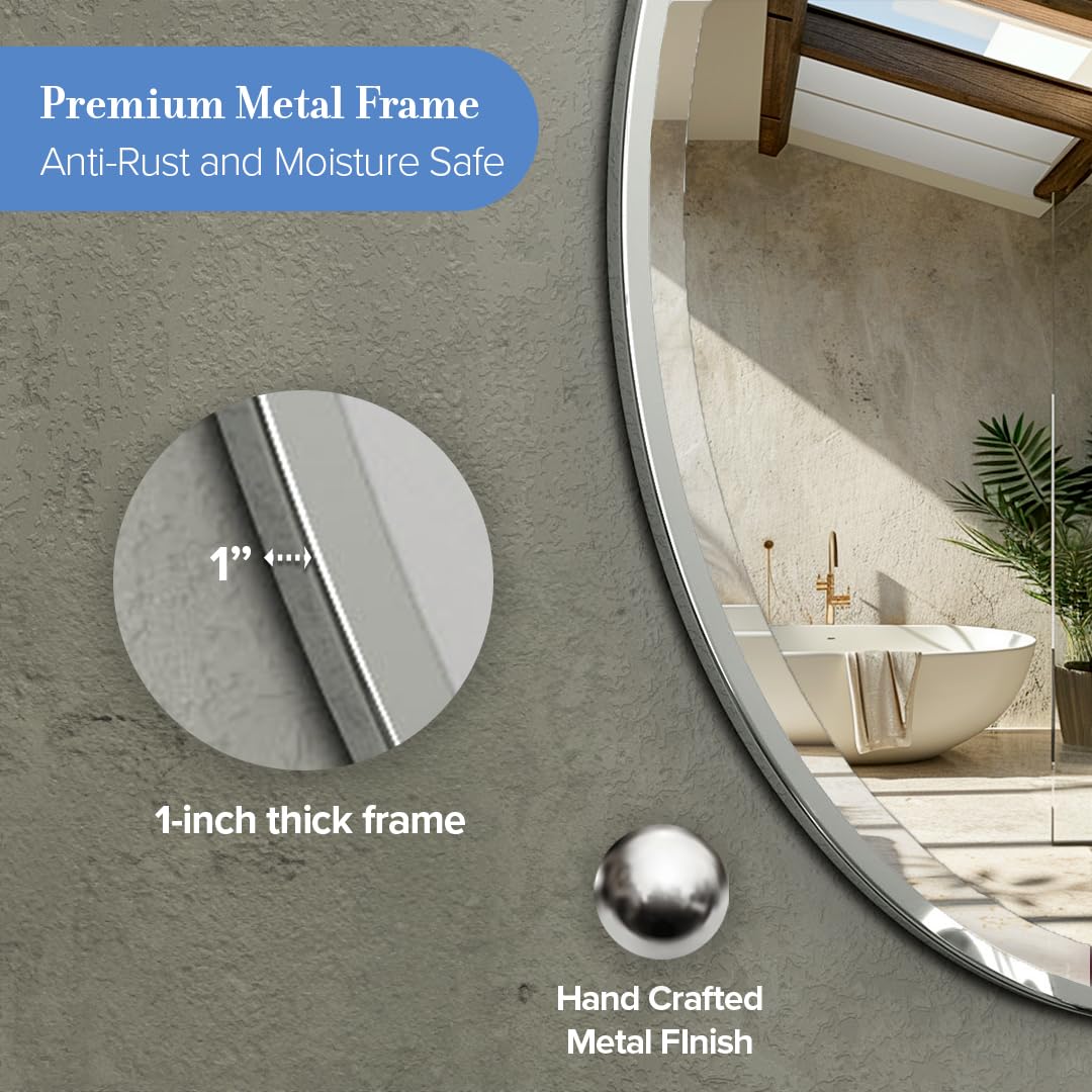 Gatco 1821 Flush Mount Framed Oval Mirror Chrome  33 H x 25 W