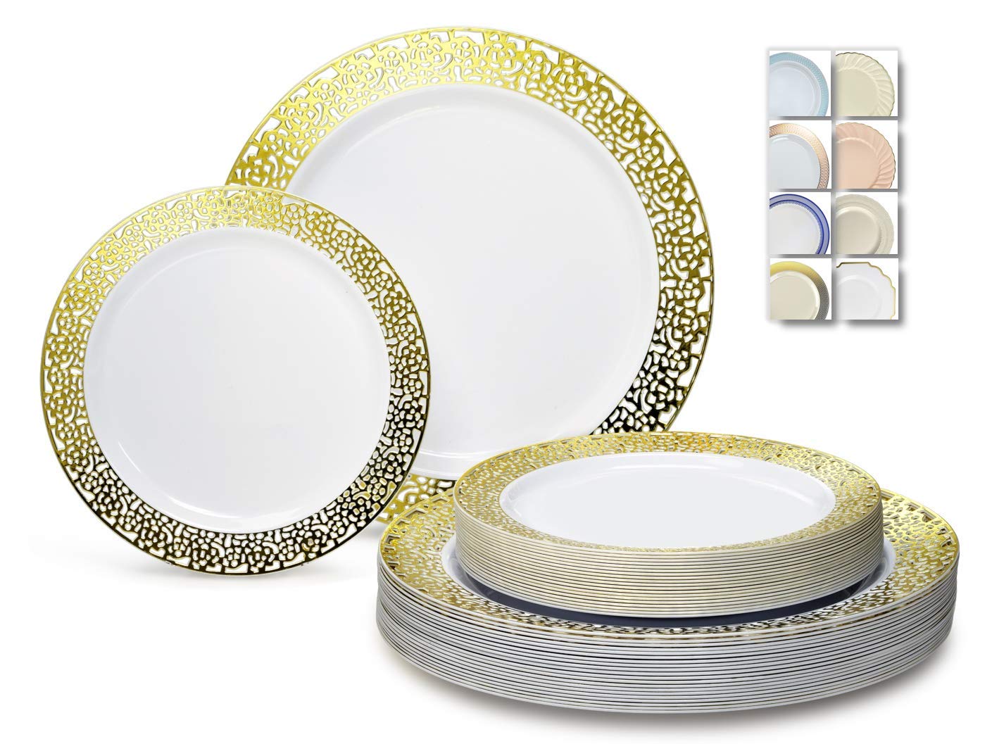 ' Occasions '' 50 Plates Pack (25 Guests)-Heavyweight Wedding Party Disposable Plastic Plate Set -25 X 10.25'' Dinner + 25 X 7.