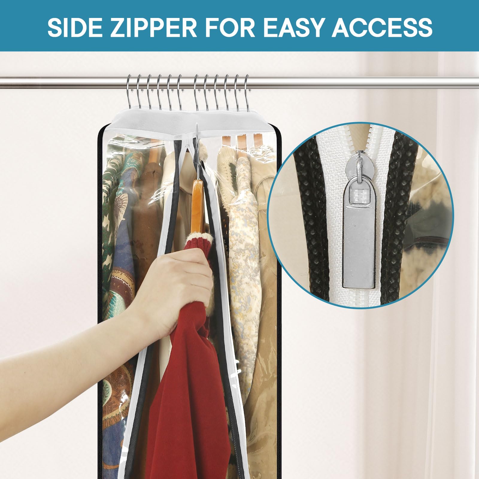 3 Pack - Moucas 10'' Gusseted All Clear Garment Bag, 43'' Suit Bags For Closet Storage, Garment Bags For Hanging Clothes, Garmen