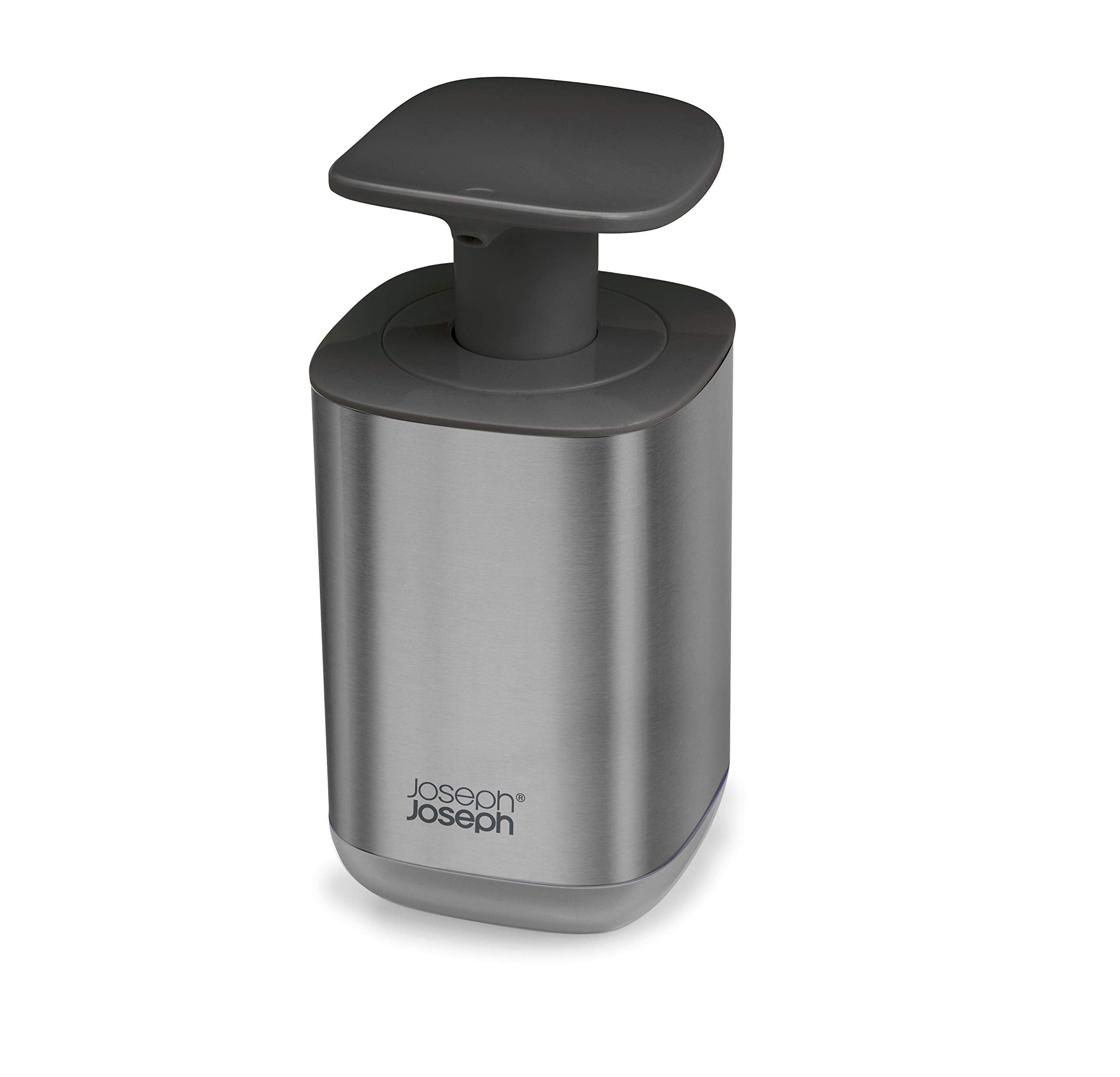 Joseph Joseph Presto Stainless-Steel Hygienic Easy-Push Soap Dispenser With Wide Pump, Stainless Steel/Gray