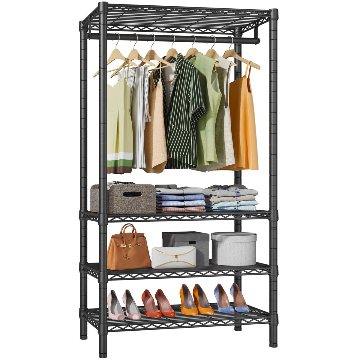 Vipek V1S Wire Garment Rack 4 Tiers Heavy Duty Clothes Rack For Hanging Clothes Large Clothing Rack Freestanding Closet With Han