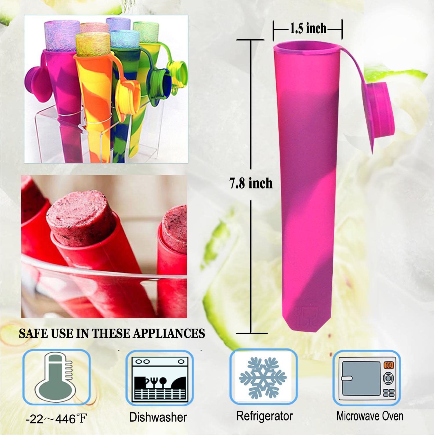 Silicone Ice Pop Molds Wpunwen Ice Popsicle Molds With Lids 6 Pcs Silicone Popsicle Molds For Kids With Clean Brush Durable Reus