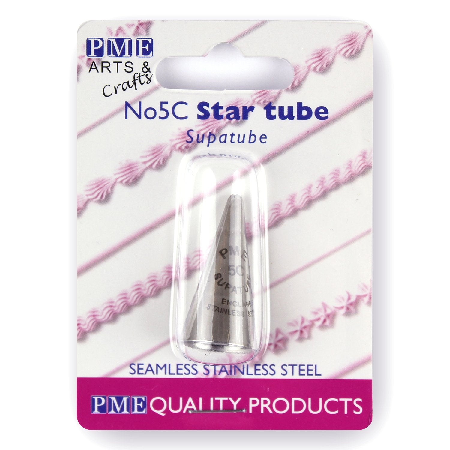Pme Seamless Stainless Steel Small Closed Star Supatube, Decorating Tip, No. 5C
