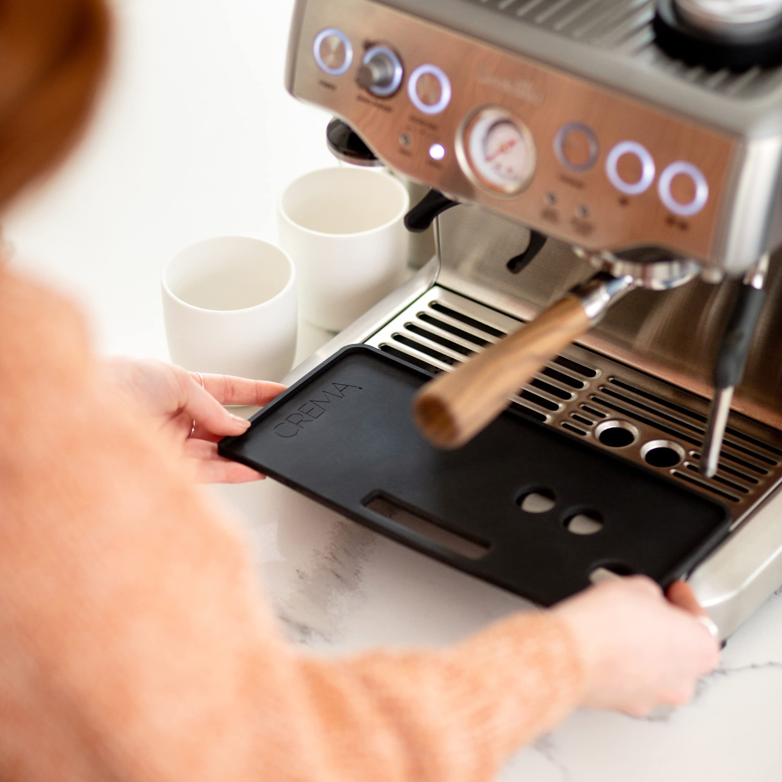 Crema Coffee Products | Tamping Mat | Non-Slip Silicone | Firm & Secure Mat | Protect Countertops & Portafilter | Espresso Machi