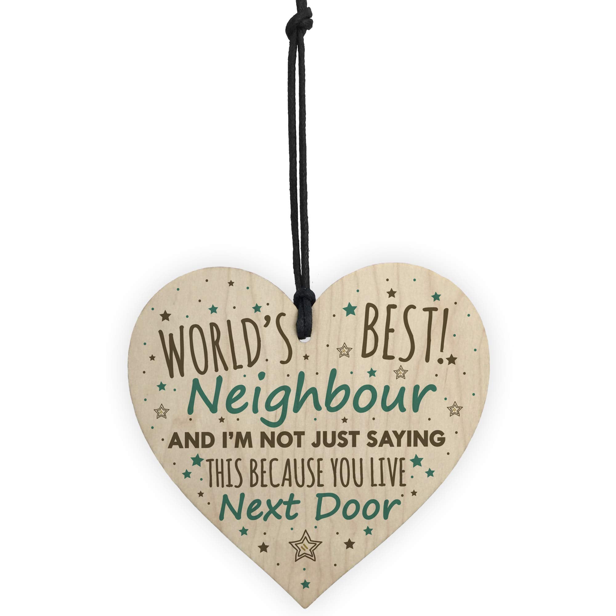 RED OCEAN Christmas Best Neighbour Gifts Wooden Heart Keepsake Friendship Thank You Plaque