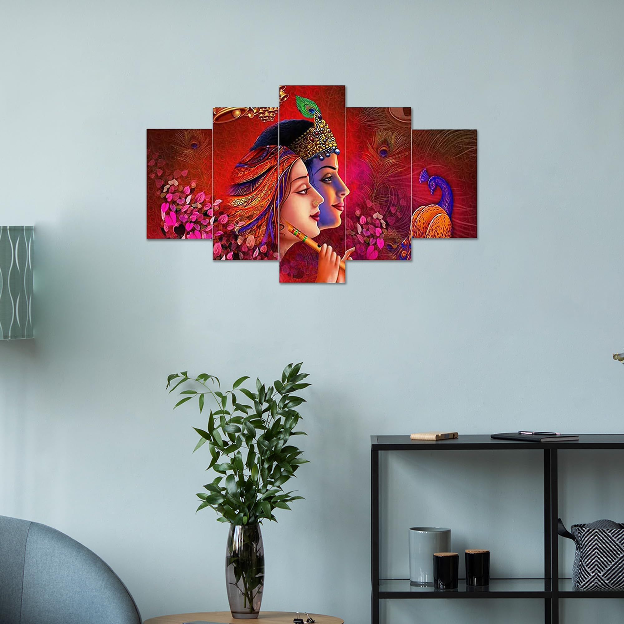 Alertera Industries Wall Paintings | Wood Wall Art For Bedroom | Radha-Krishna Wall Sculpture | Painting For Office | Painting F