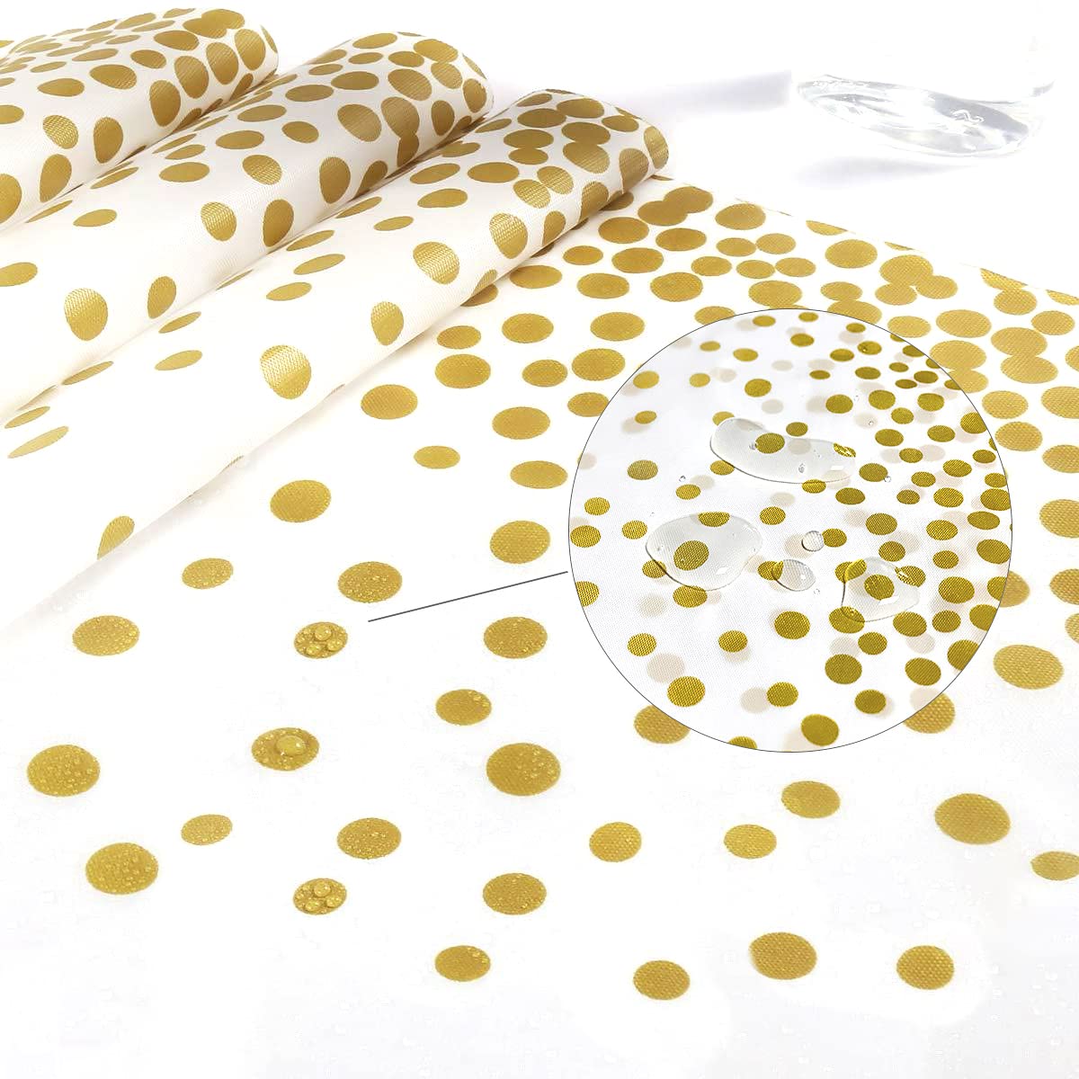 Jepeux 2 Packaging Purple And Gold Plastic Tablecloth, 54 Inch X108 Inch Rectangular Disposable Dot Party Table Cover, Suitable