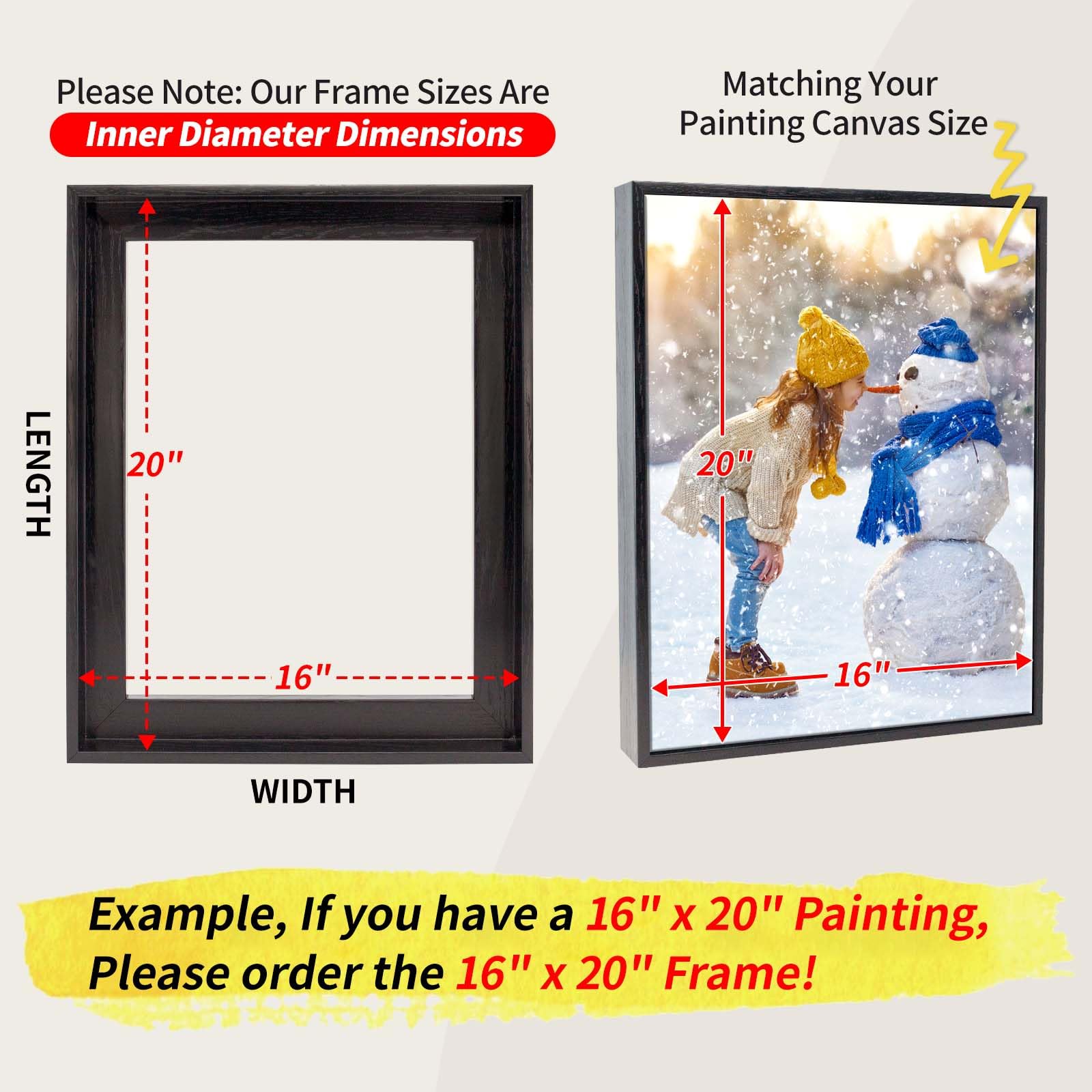 Canvas Floating Frame Wood-Look Floater Frames For Canvas Paintings Black Wood Picture Frames Wall Art Painting Frame Decor 12X3