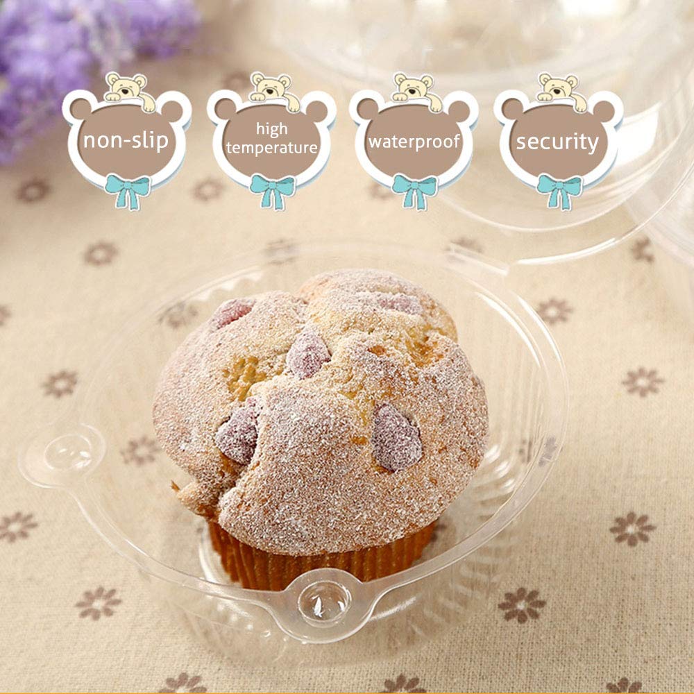 Cupcake Holders Individual,50 Pc Cupcake Containers Disposable Clear Plastic Single Muffin Dome Holders Cases Individual Cupcake
