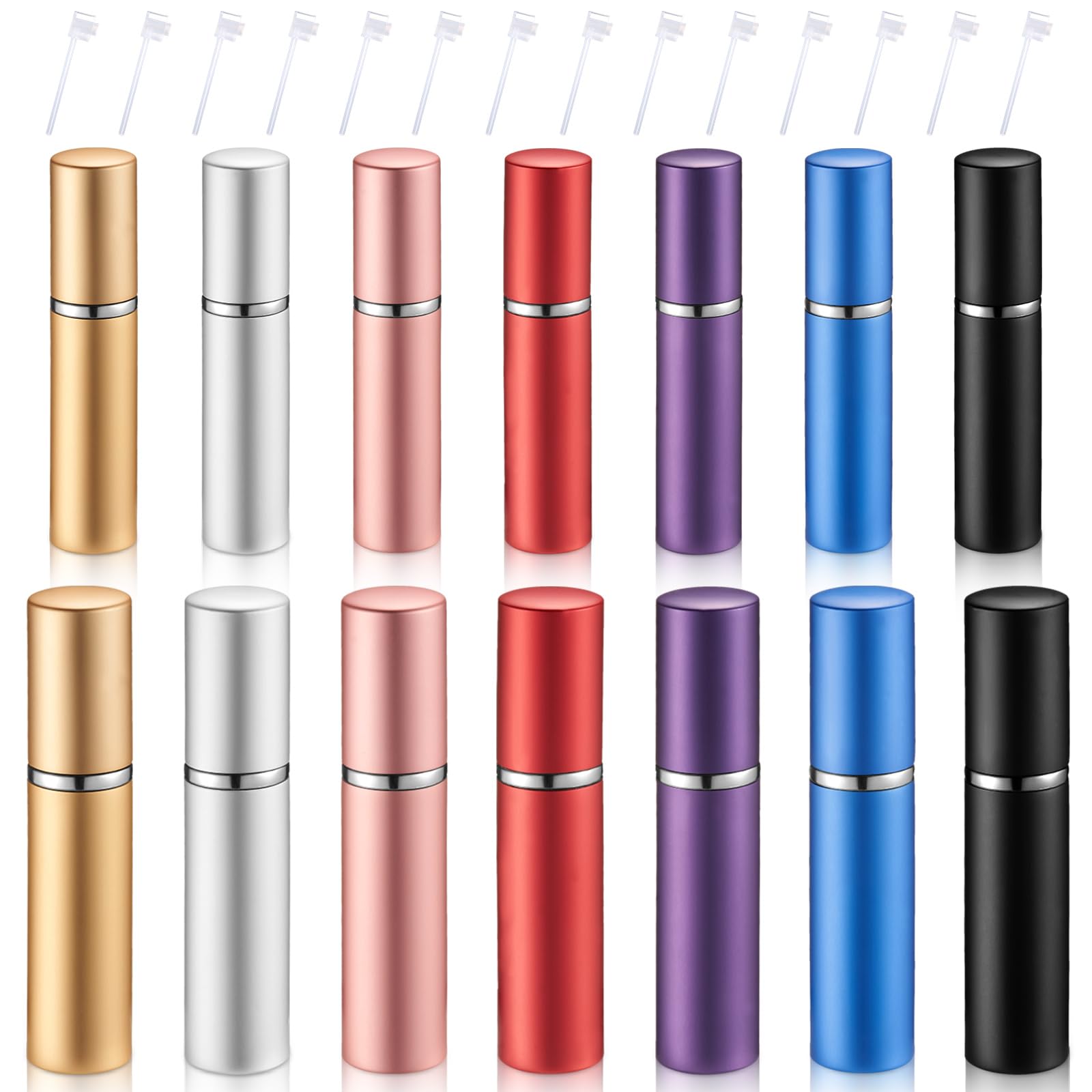 Boao 14 Pcs 5Ml 10 Ml Travel Perfume Atomizer Mini Refillable Spray Perfume Bottle Portable With 10 Pcs Refill Pump Dispenser Pu