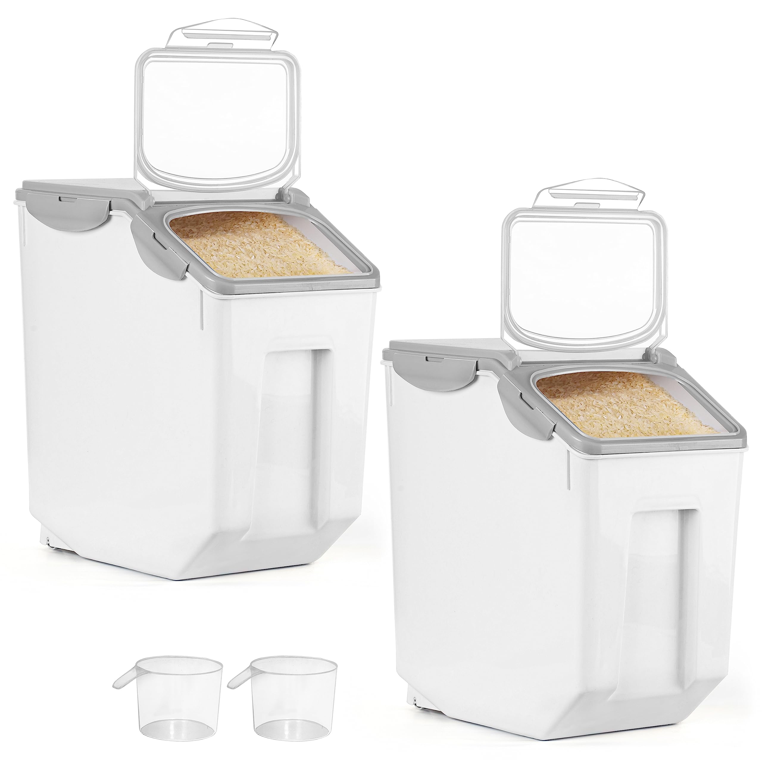 About Space 15-Kg Rice Dispenser (2 Pack) Airtight Rice Storage Container With Measuring Cup - Rice Barrel Dispenser -Moisture P
