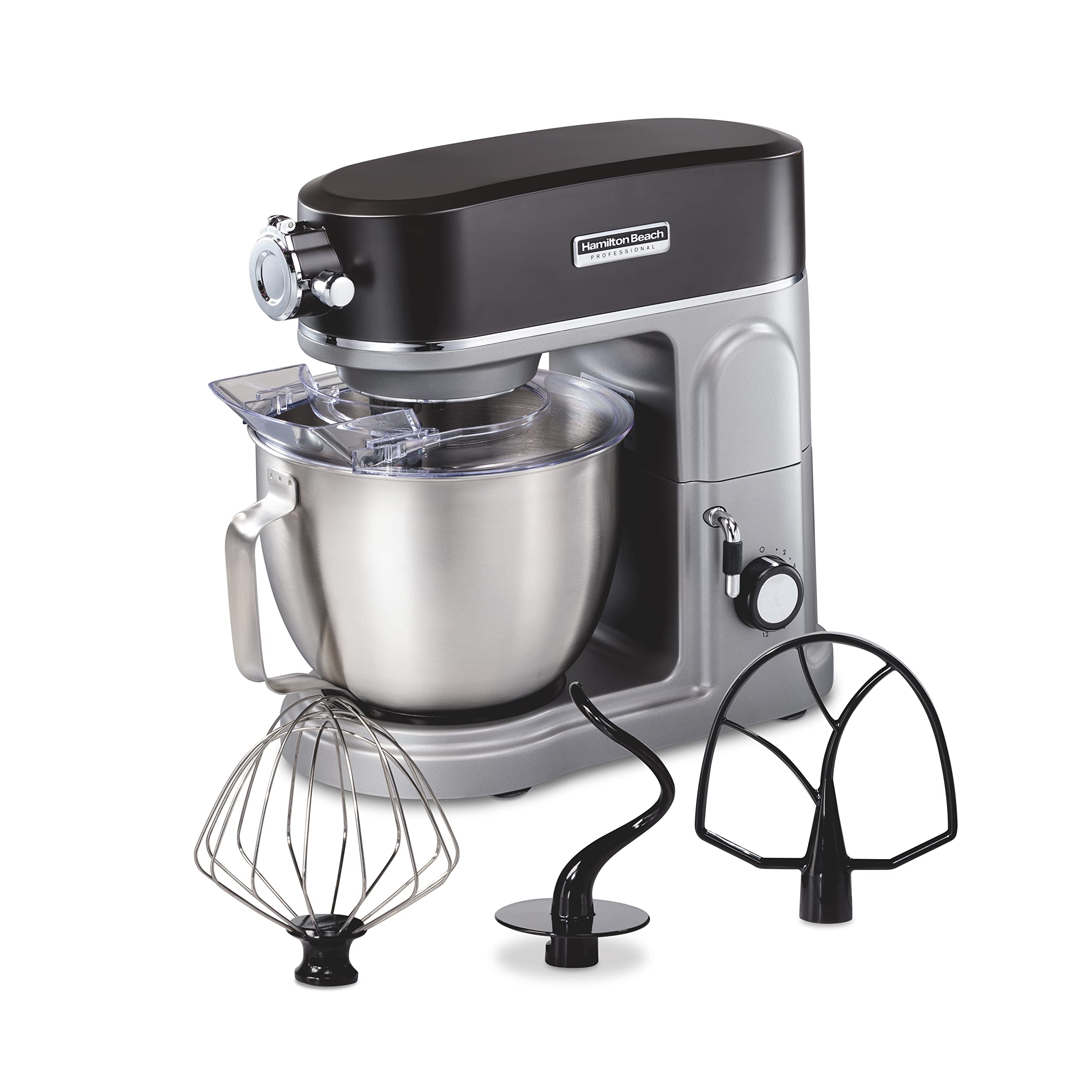 Hamilton Beach Professional All-Metal Stand Mixer with Specialty Attachment Hub, 5 Quart Bowl, 12 Speeds, Includes Flat Beater, 