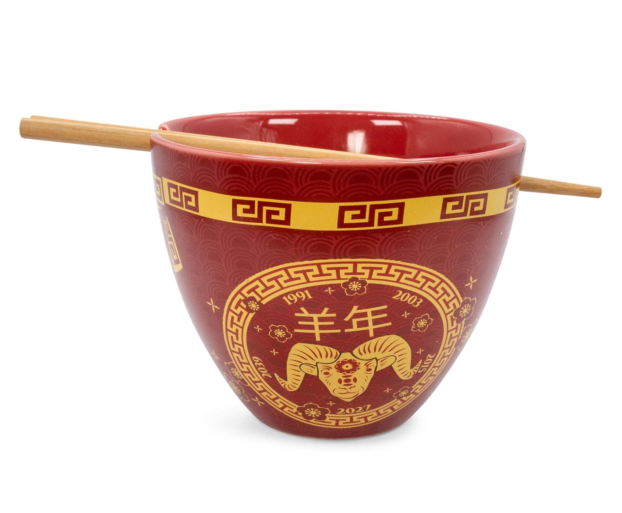 Boom Trendz Year Of The Sheep Chinese Zodiac Ceramic Dinnerware Set Includes 16 Ounce Ramen Noodle Bowl And Red One Size