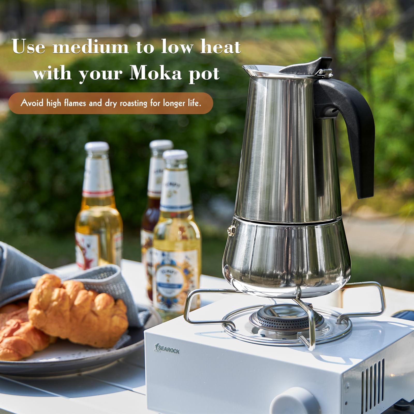 Stainless Steel Stovetop Moka Pot Espresso Maker Percolator 12 Cup 600Ml Portable Italian Greca Cuban Coffee Maker For Big Famil