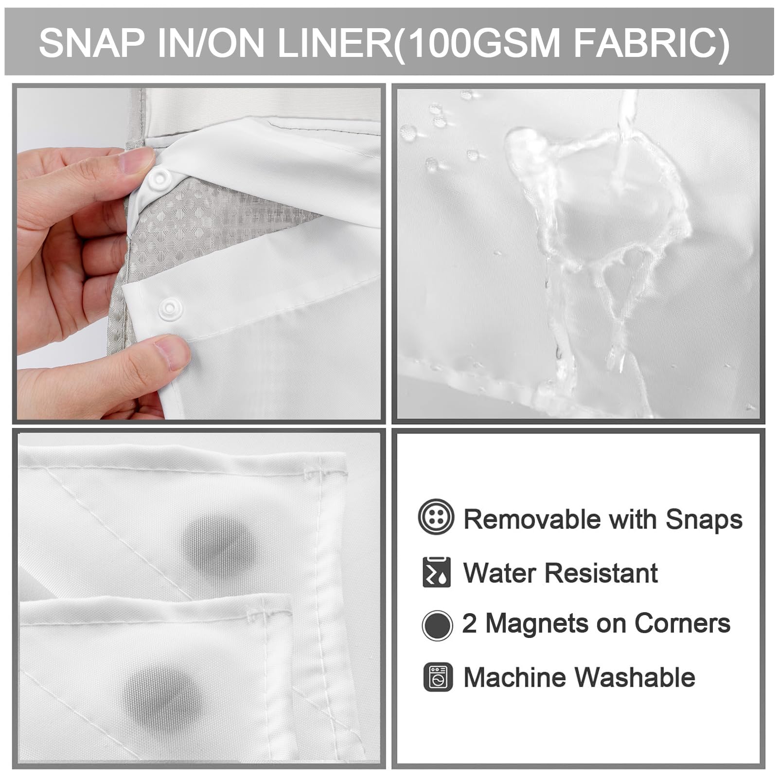 Yellyhommy No Hook Shower Curtain With Snap In Liner Set Less Time Light Gray Waffle Shower Curtain For Bathroom 75'' L X 72'' W