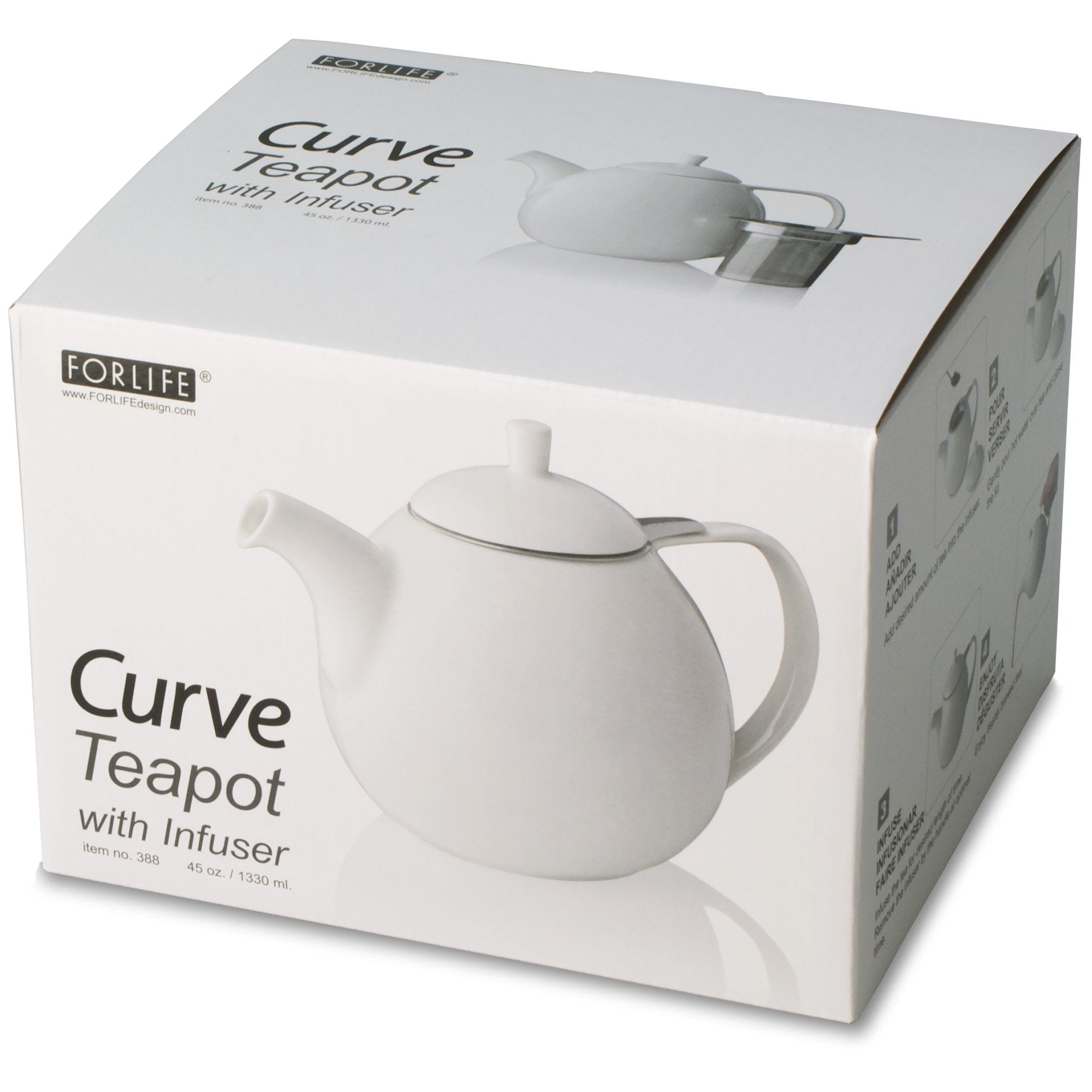 FORLIFE Curve Teapot, 45-Ounce Porcelain Infuser, Lime Color, Model 388-LME