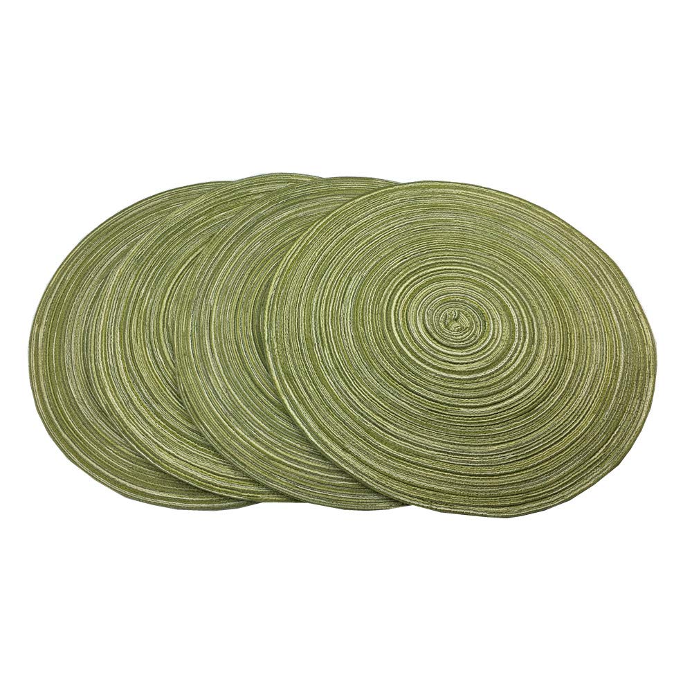 Red-A,Placemats,Round Placemats For Dining Table Set Of 4 Woven Heat Resistant Non-Slip Kitchen Table Mats Diameter 14 Inch(Gree