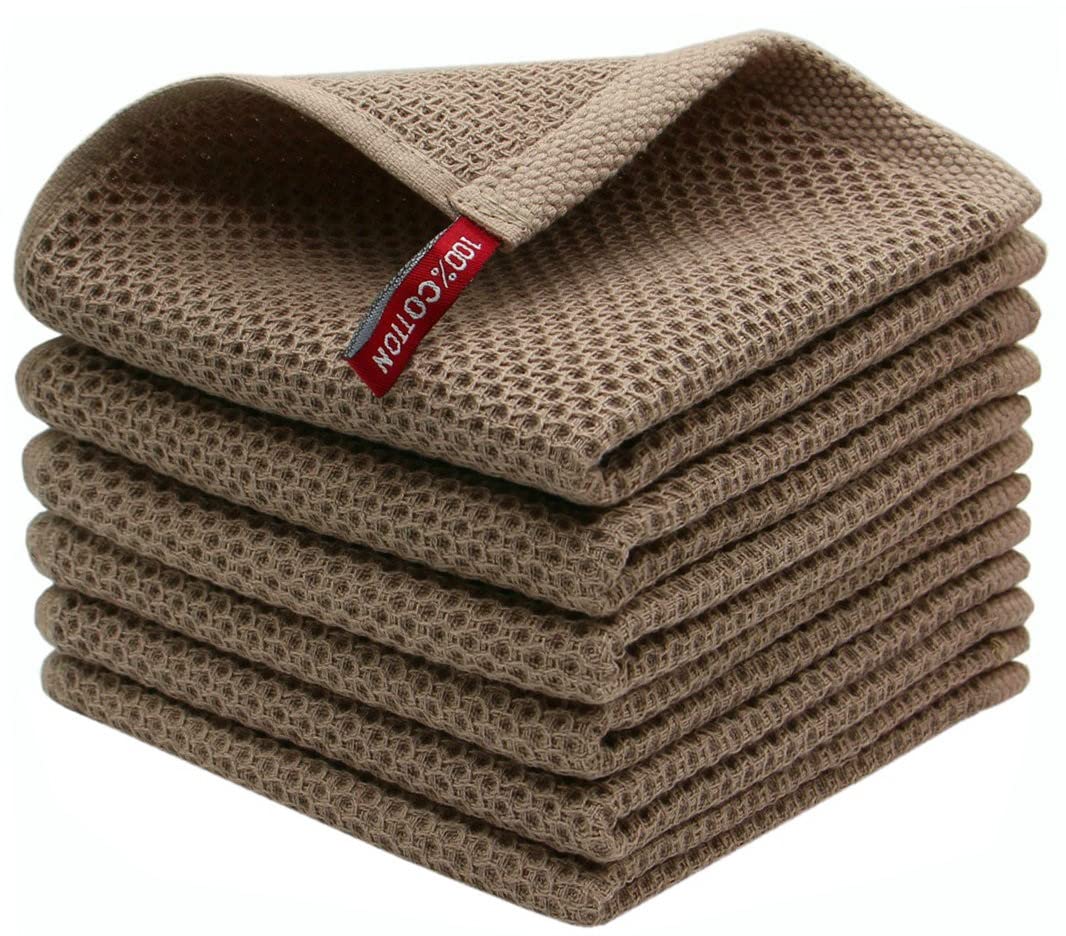 Mia'Sdream Natural Cotton Tidy Dish Cloths Rags Waffle Weave Kitchen Towels, Soft And Absorbent Hand Towel Washcloths, 12Inchx12