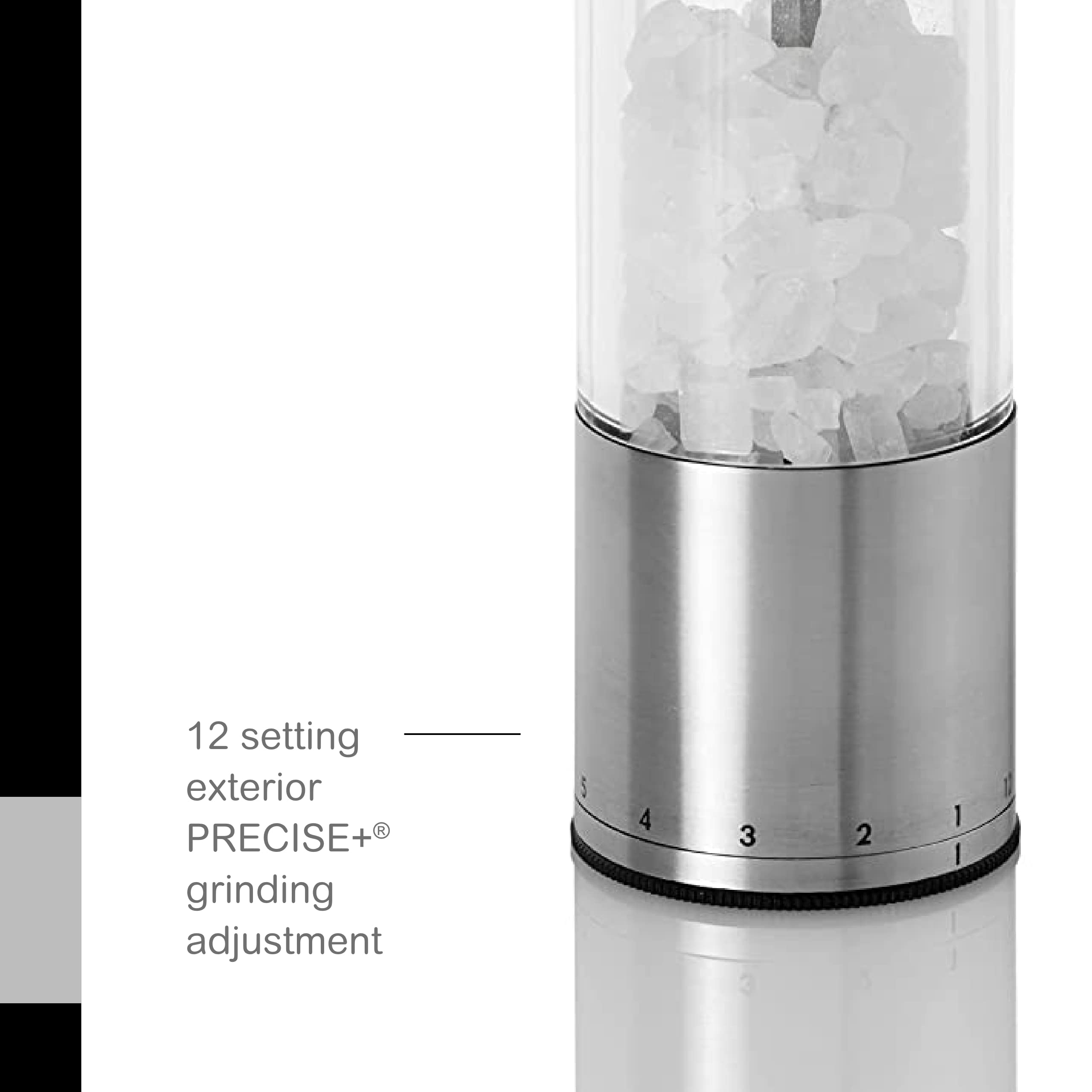 Adhoc Select Salt Or Pepper Grinder - Manual Salt & Pepper Mill With A Gear Crank System - Adjustable Grind Level From Fine To C