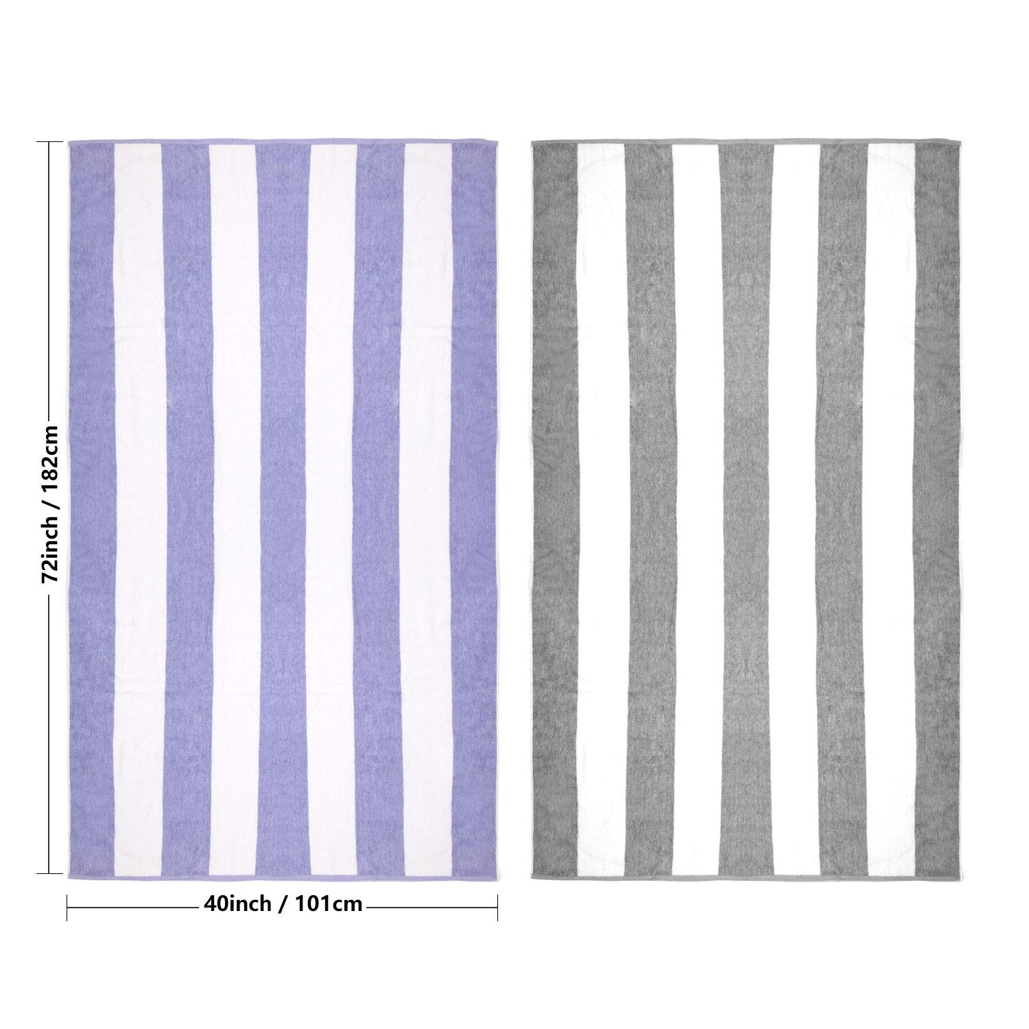 Clowood Plush Oversized Beach Towel - Cotton 40 X 72 Inch Large Thick Blue Striped Cabana Pool Swimming Towel