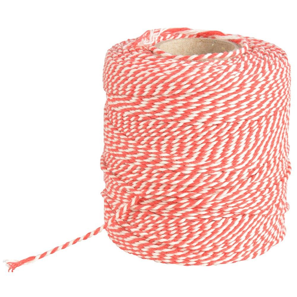 Esschert Design Checkered Striped Cooking Yarn, 100M, Red/White