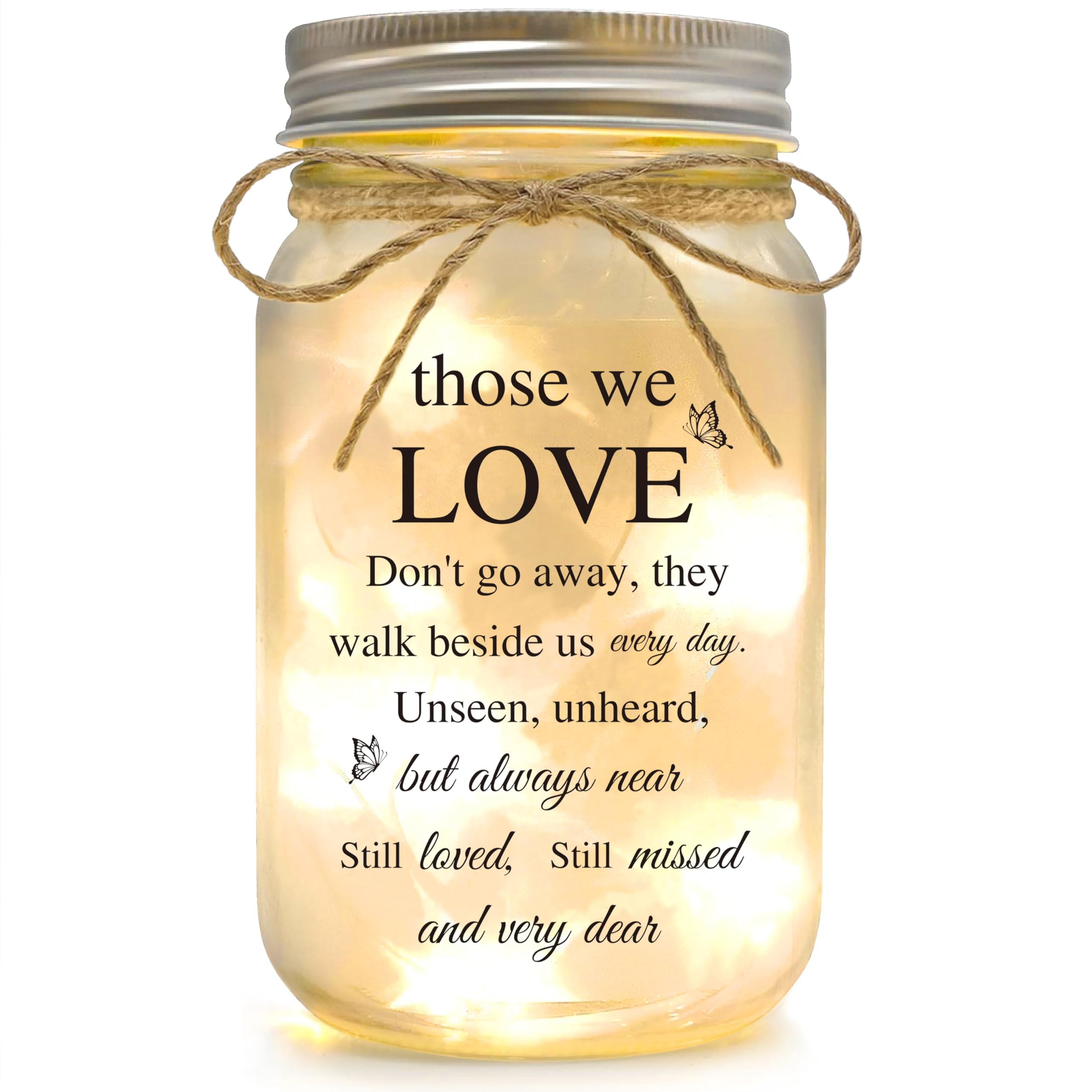 YOISTREVISK Sympathy Gifts for Loss of Loved One, Bereavement Mason Jar Night Lights - Condolence Gift, Memorial Gifts for Mothe