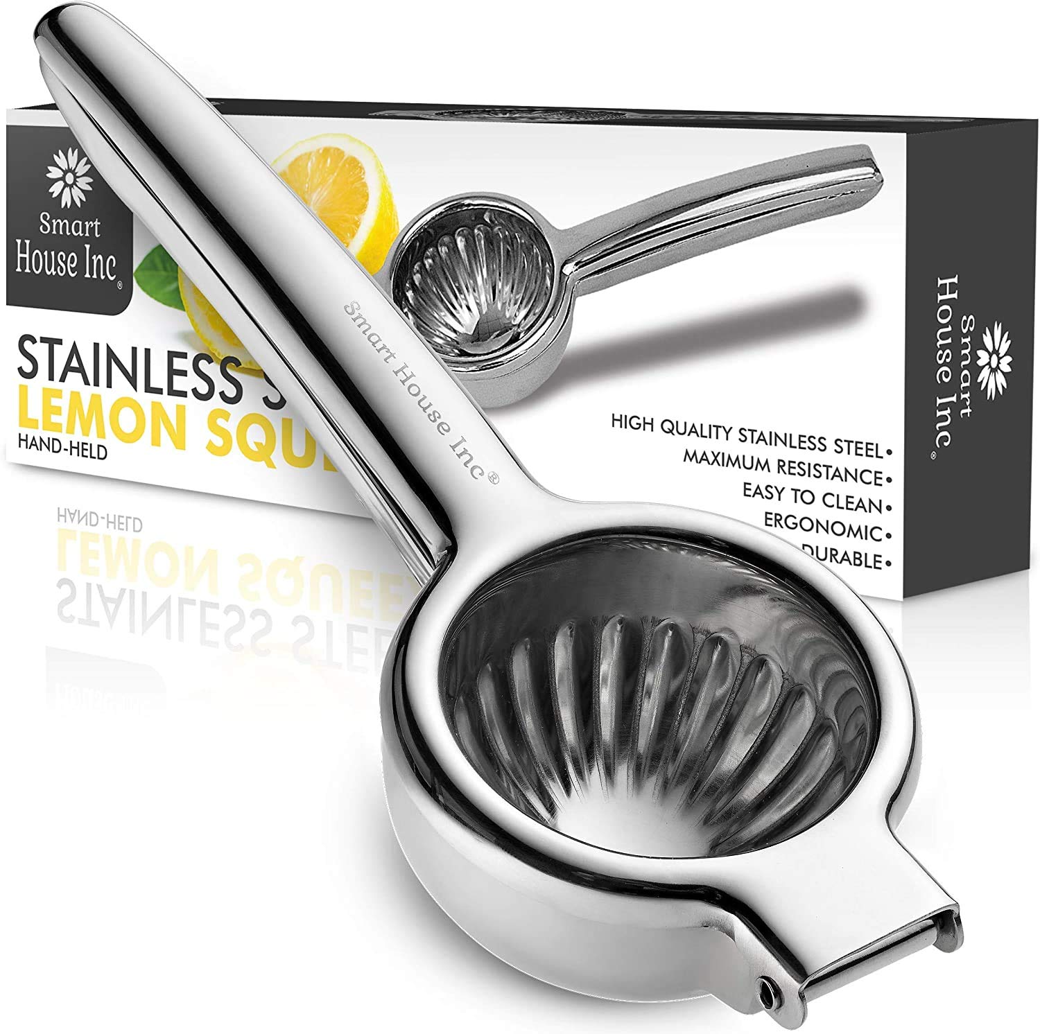 Extra-Large Stainless Steel Lemon Squeezer - Manual Fruit Juicer With Seeds And Pulp Filter - Metal Juicer Press For Juicing Lem