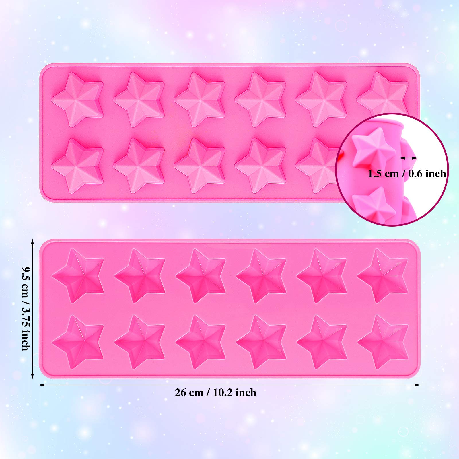 Lauwell 4 Pieces Star Shaped Silicone Molds Five-Pointed Star Shaped Mold Non-Stick Fondant Molds For Chocolate Candy Ice Cube C