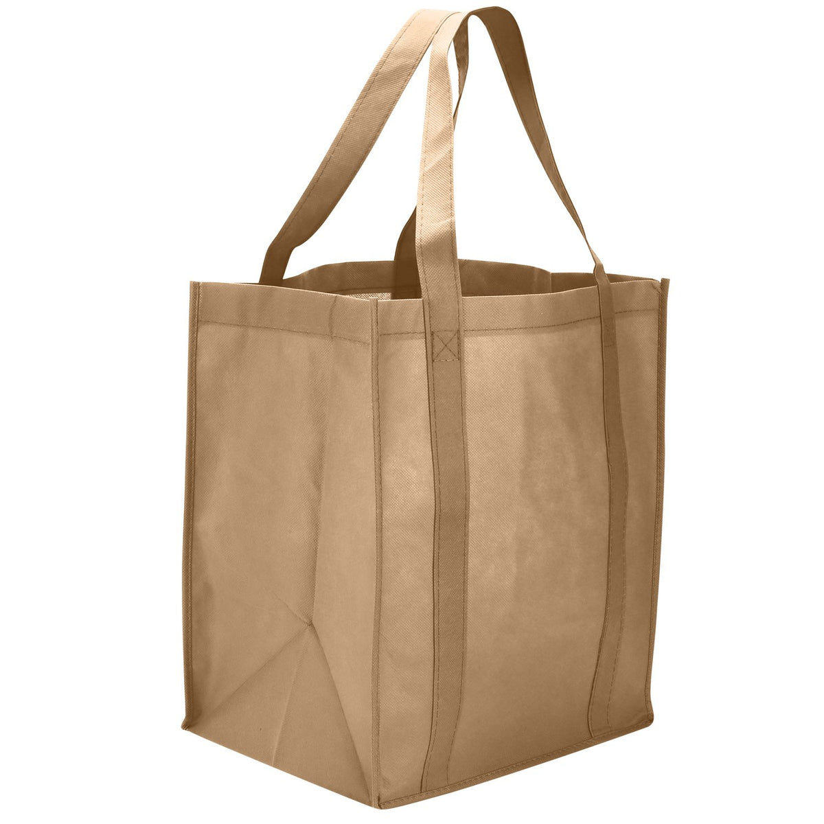 Reusable Reinforced Handle Grocery Tote Bag Large (10 Pack) Baige
